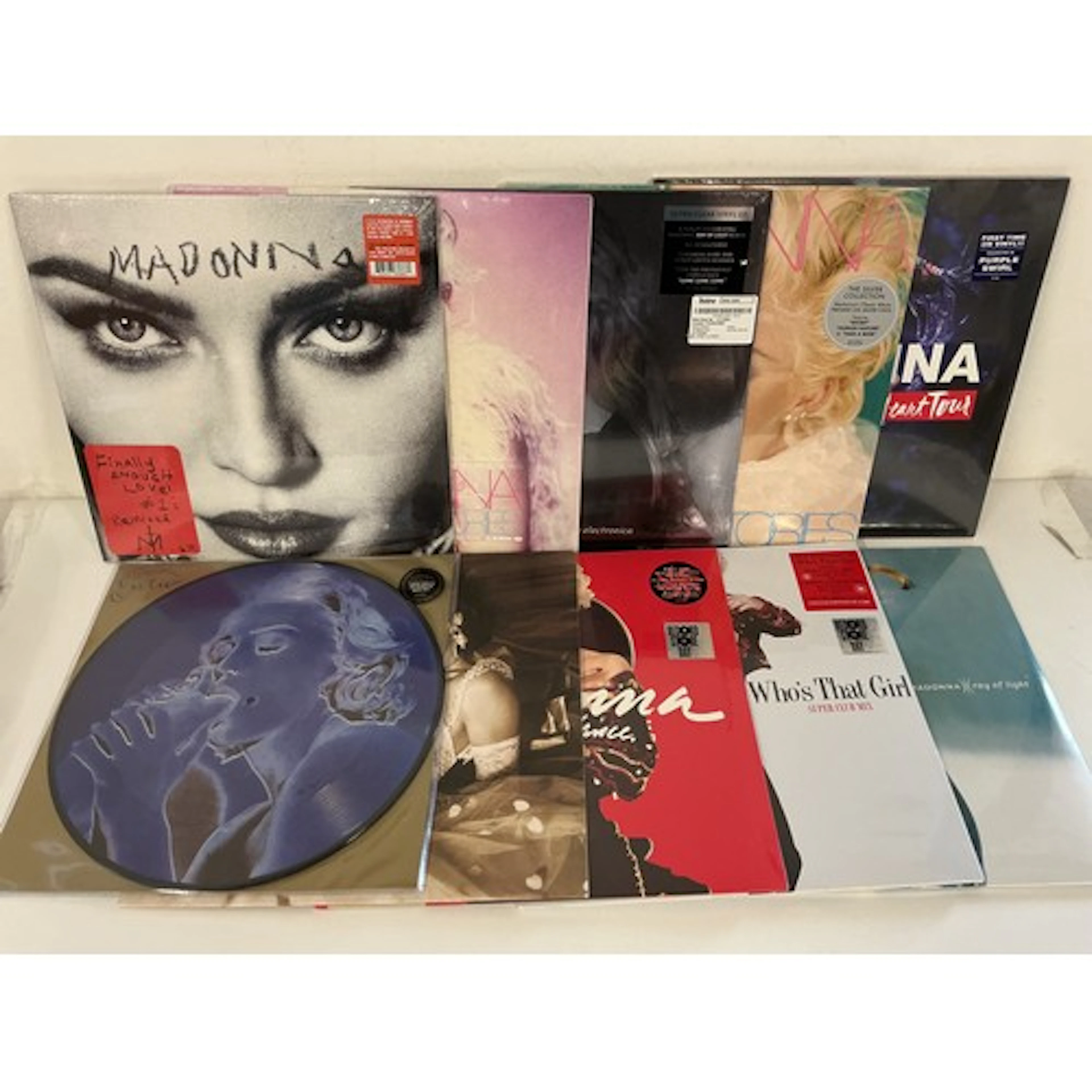 Ten Madonna LPs and a 12” single comprising mainly sealed 18...