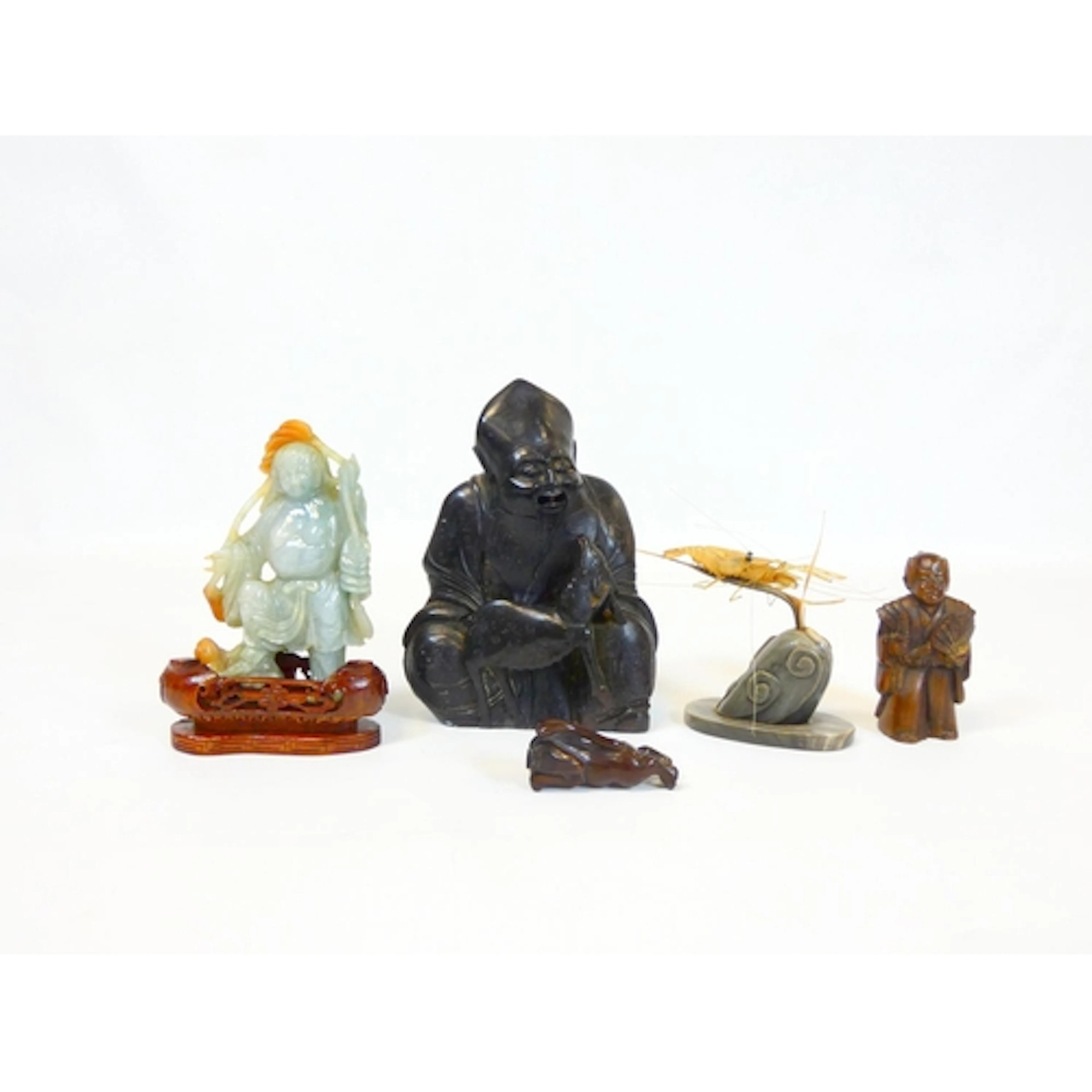 Mixed lot to include a carved Jadeite figure of Liu Hai with...