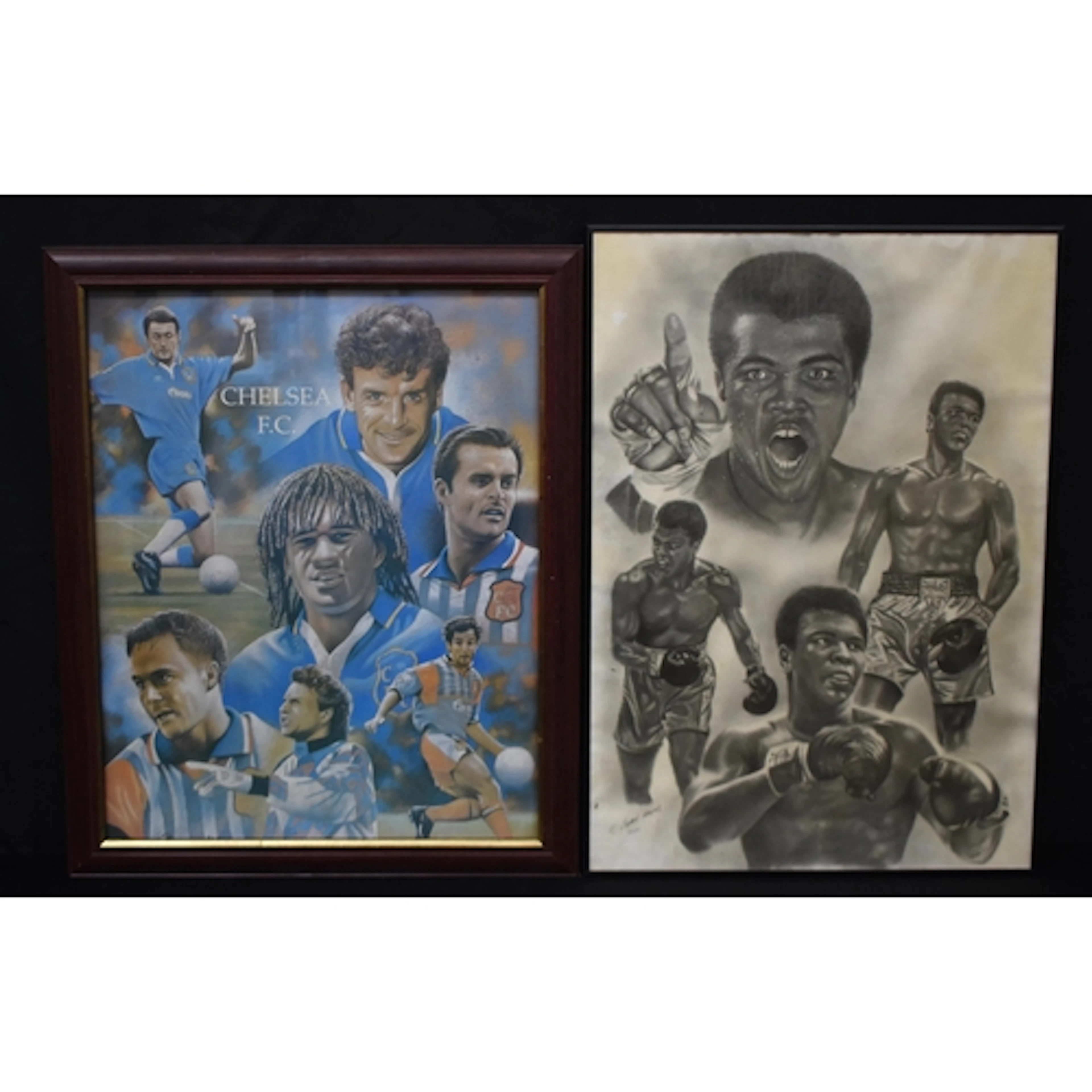 A vintage Chelsea FC football poster, together with a Mohamm...