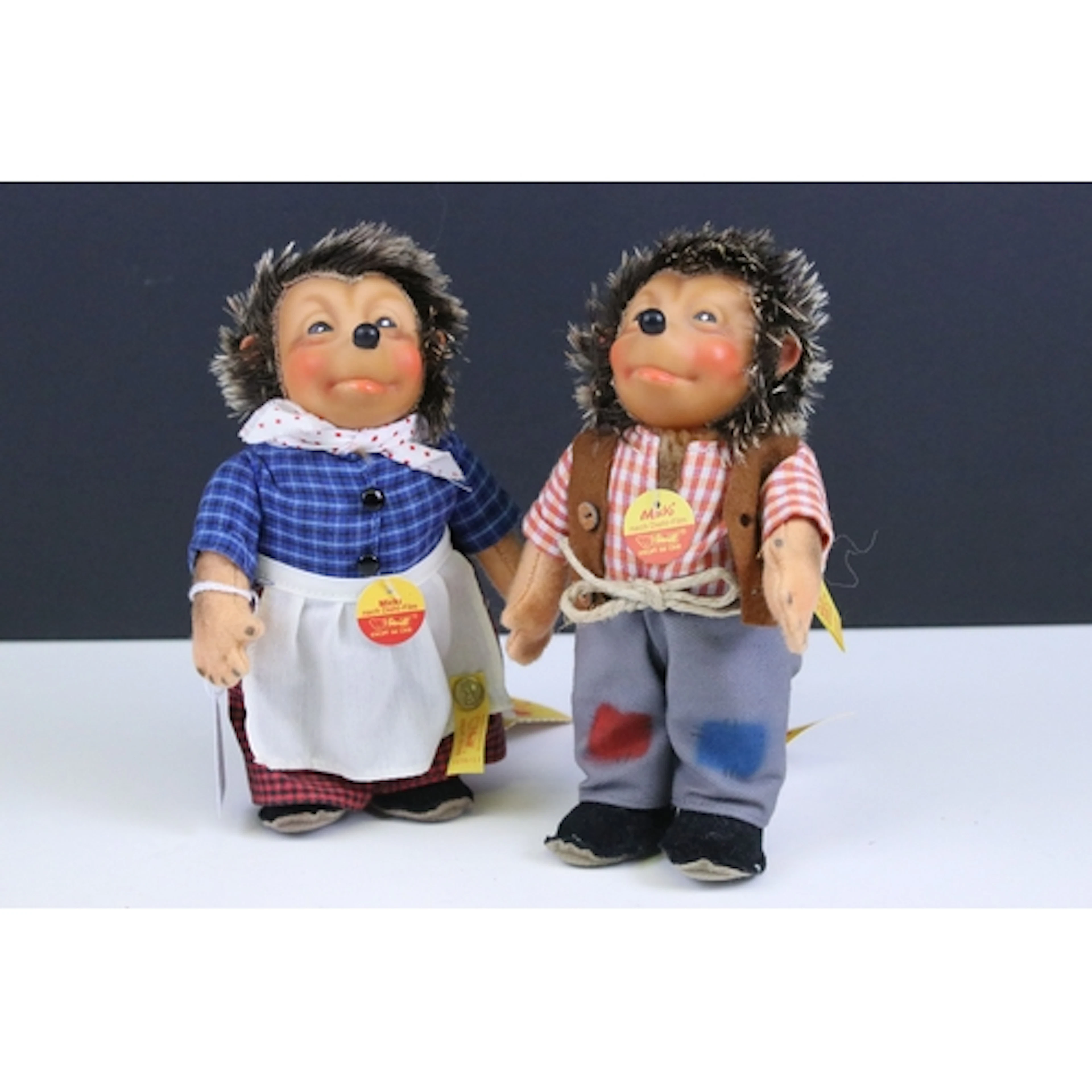 Pair of Steiff 'Micki & Mecki' Hedgehog figures, both with a...