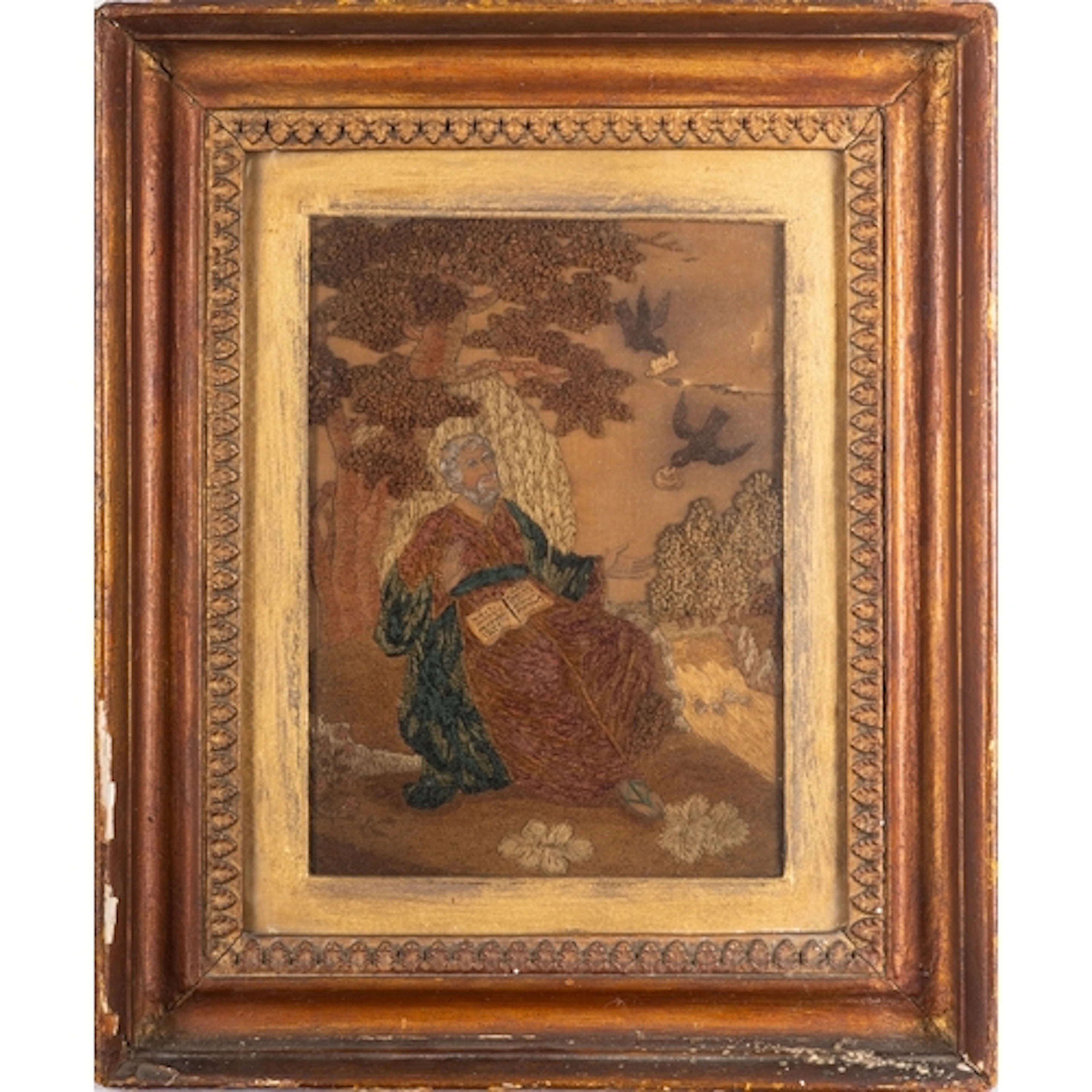 A George III silkwork picture of Elijah, circa 1800; portray...