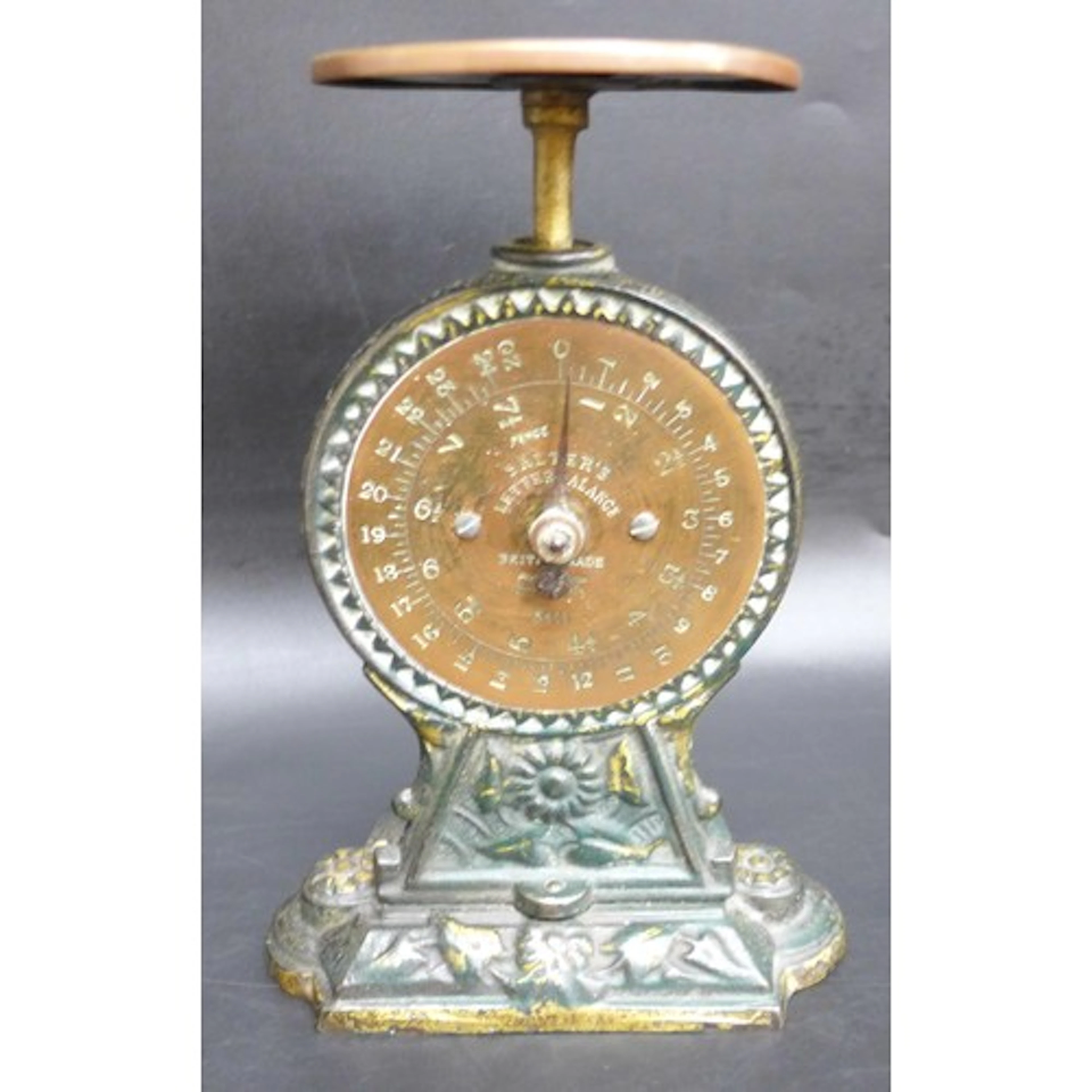 A cast iron vintage Salters letter balance No 11, with coppe...