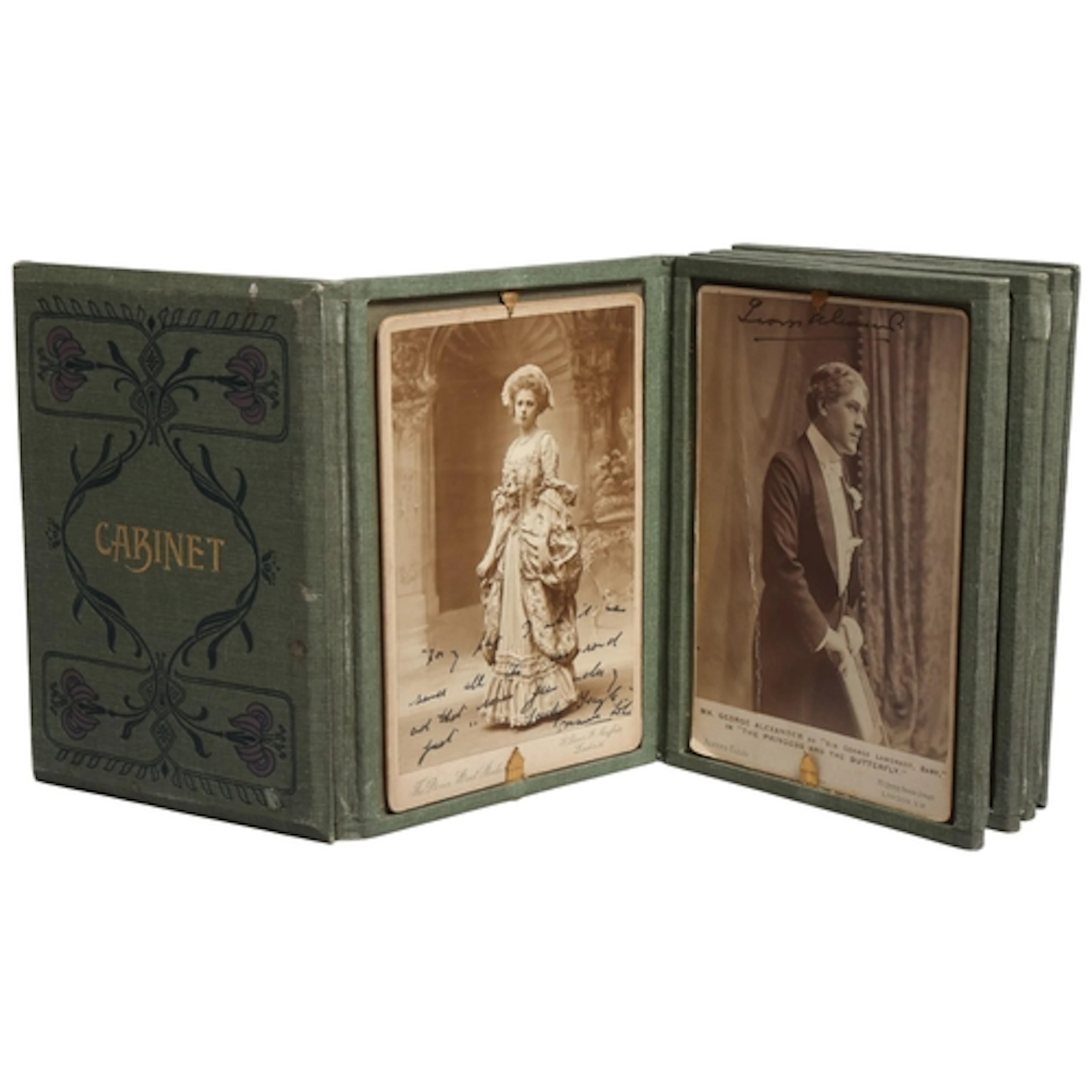 An attractive accordion-style book holding 8 cabinet cards o...
