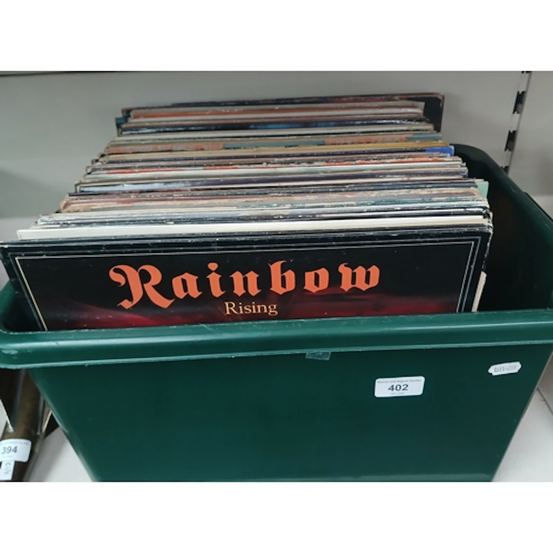 A box of assorted lp vinyl records to include Rainbow, Rick ...