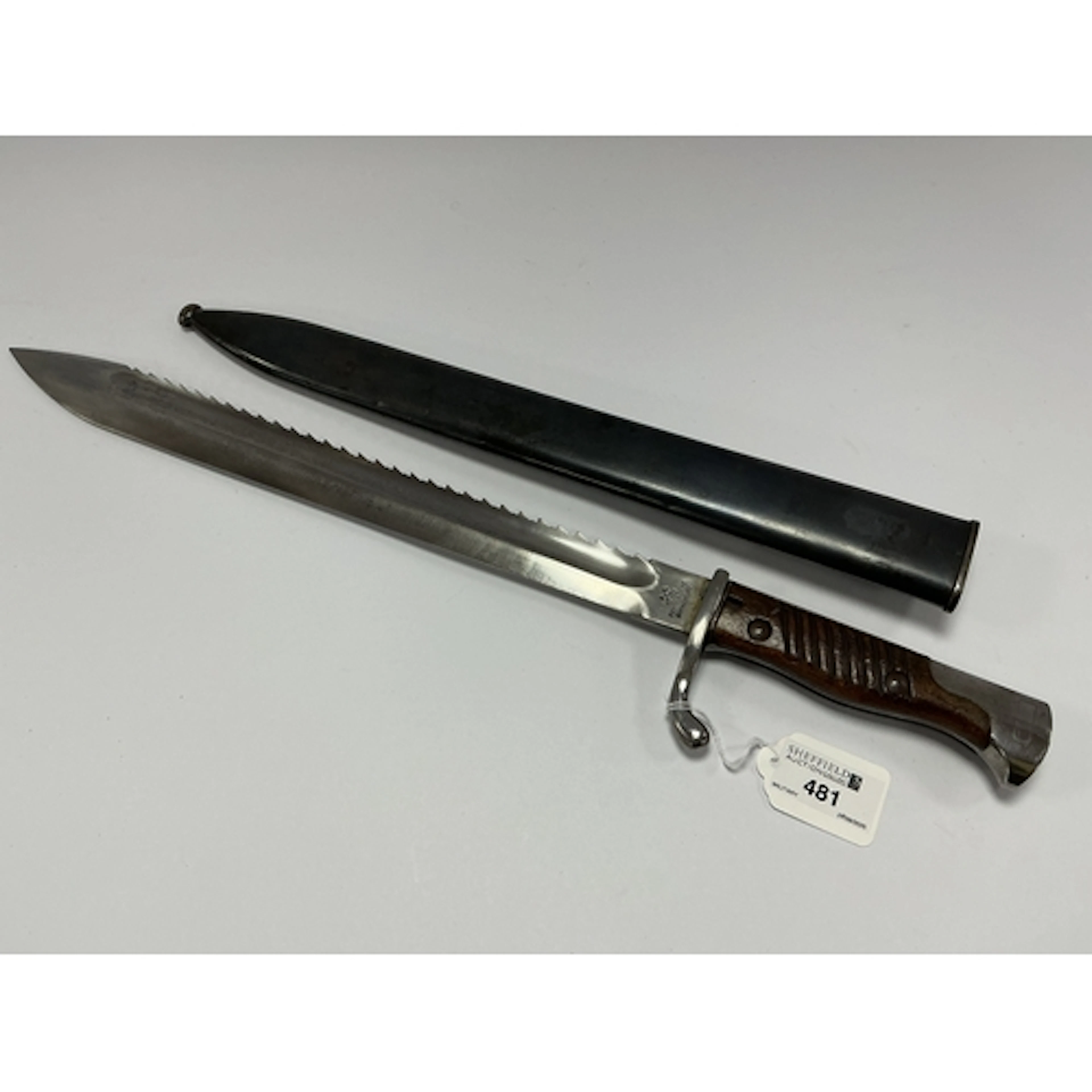 WWI German 1898/05 Sawback Butcher Bayonet, various marks to...