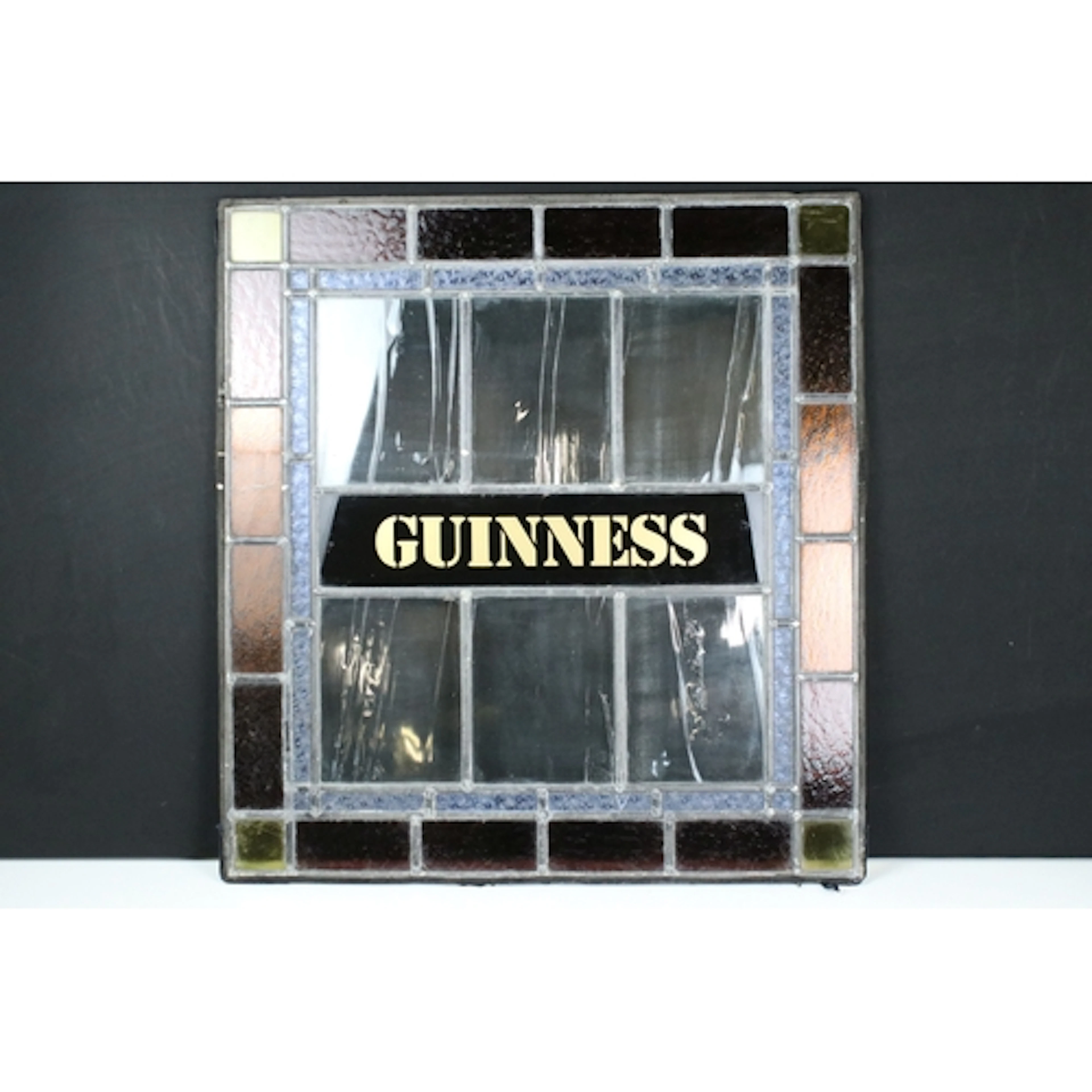 Stained glass Guinness panel, measures 69.5 x 65cm