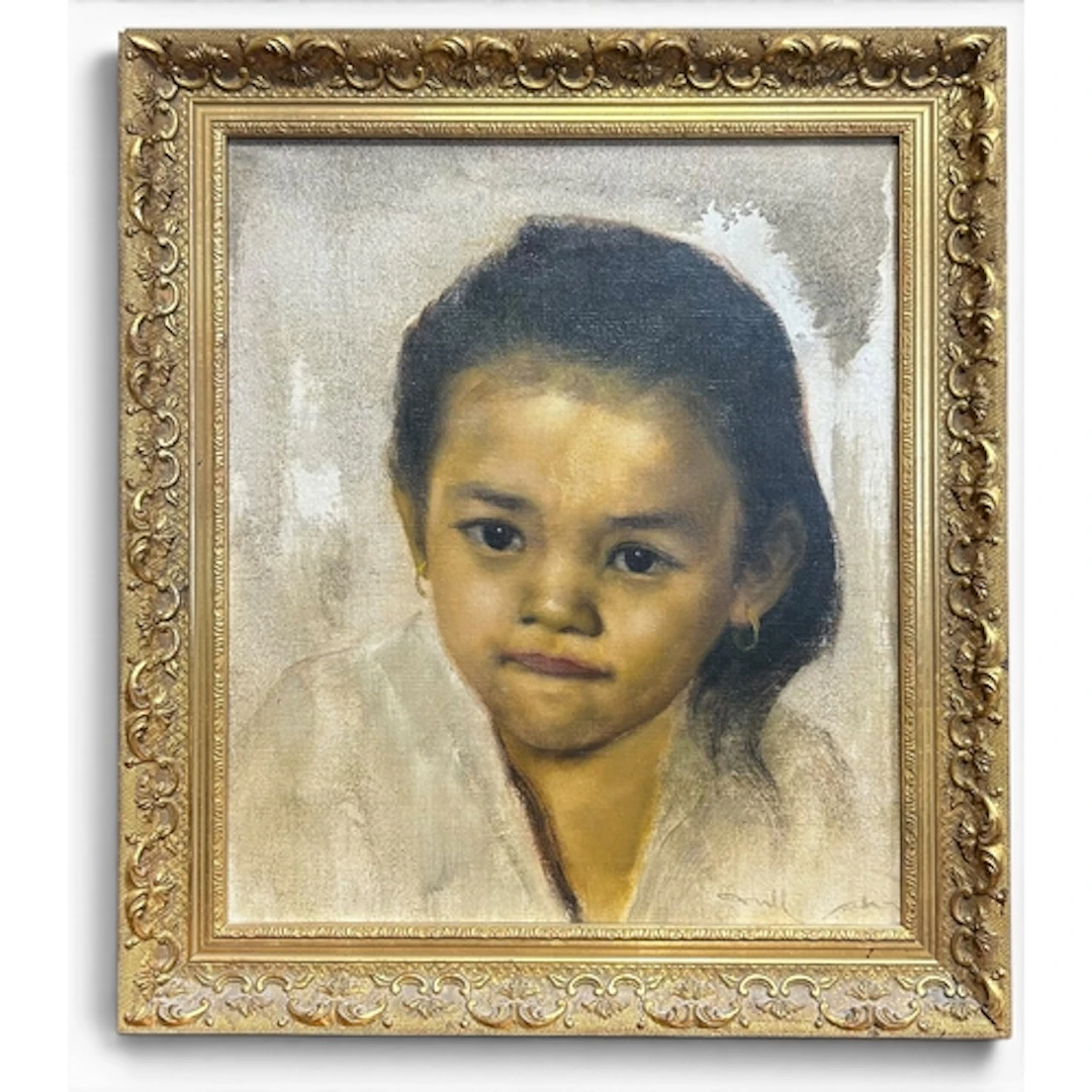 DULLAH (INDONESIAN, 1919-1996): 'JAVANESE GIRL' Oil on board...