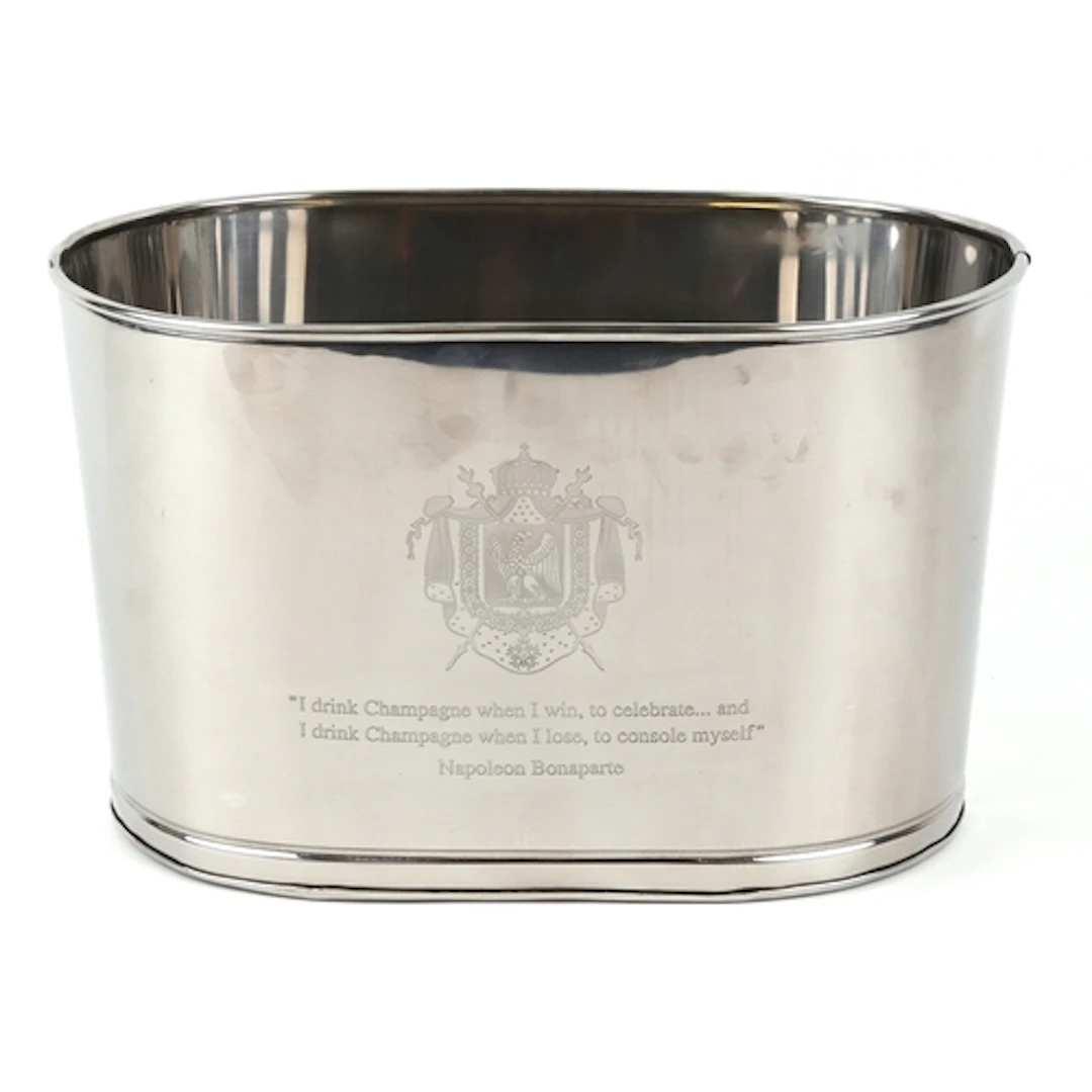 Polished metal Champagne ice bucket with Napoleon Bonaparte ...