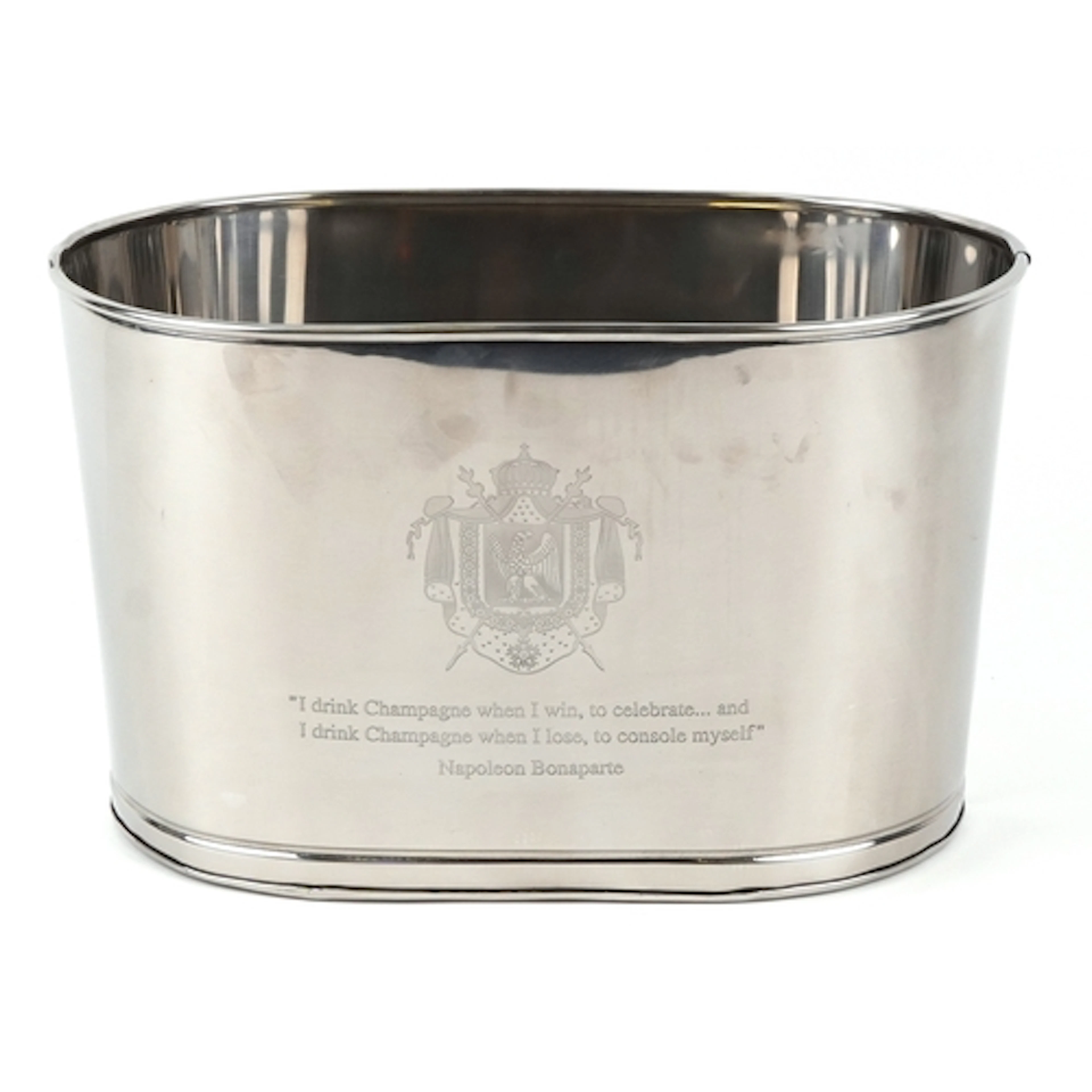 Polished metal Champagne ice bucket with Napoleon Bonaparte ...