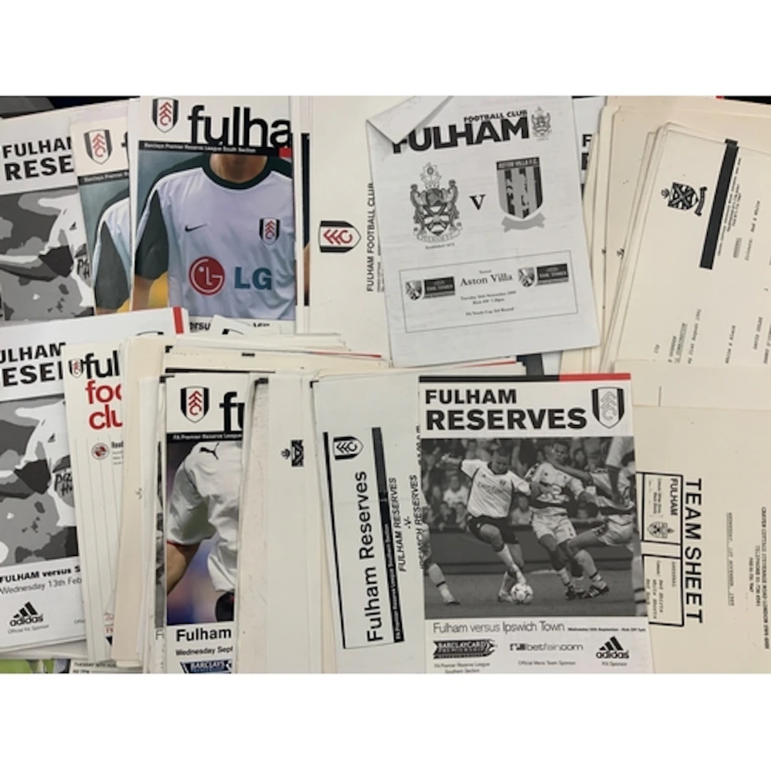 Fulham Reserve + Youth Football Programmes: From the 80s onw...