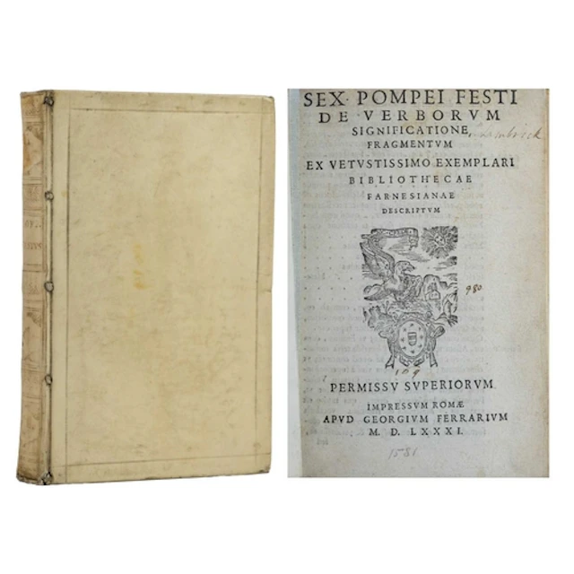 (16th Century Rome Printing) Sextus Pompeius Festus De Verbo...