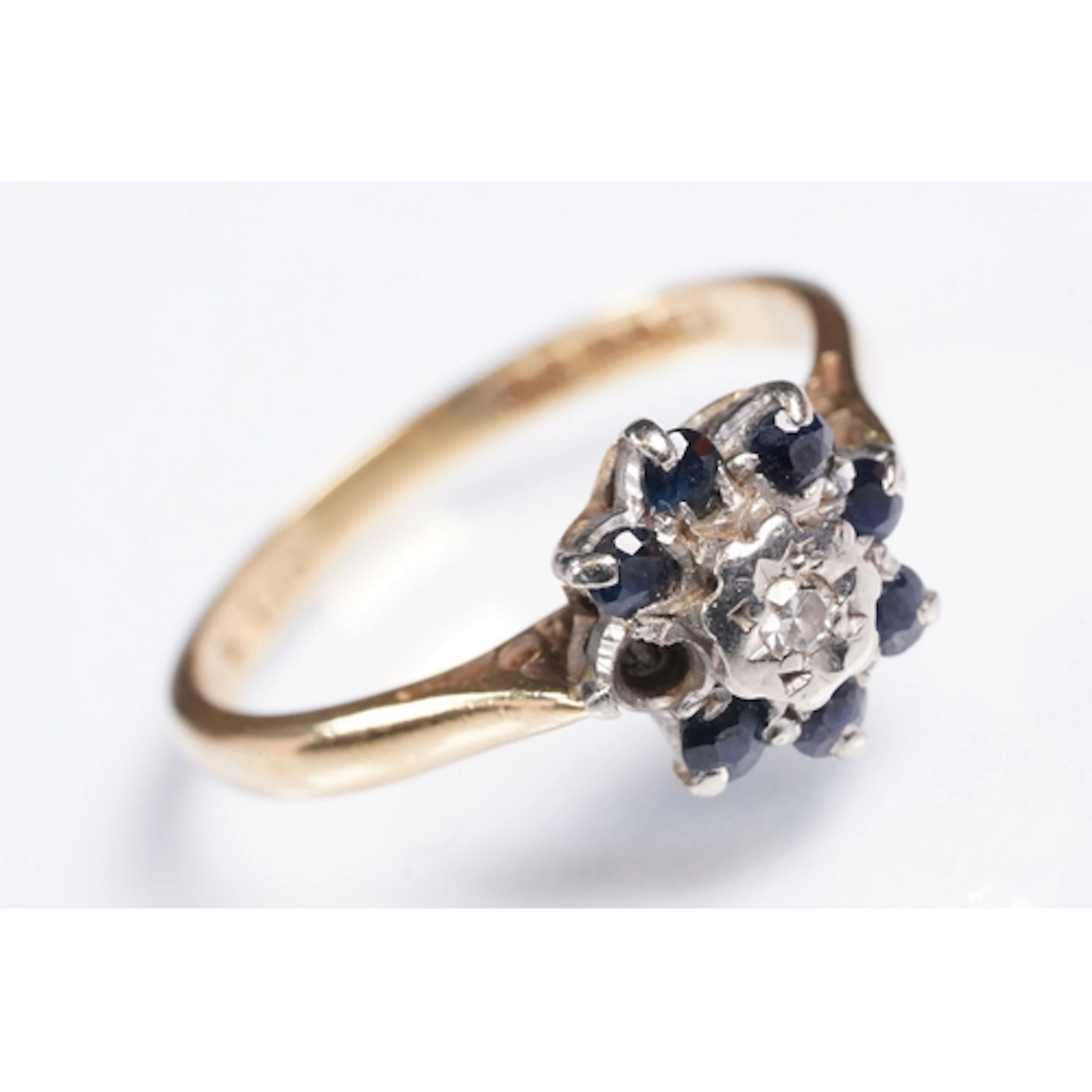 18ct gold, sapphire and diamond cluster ring being set with ...