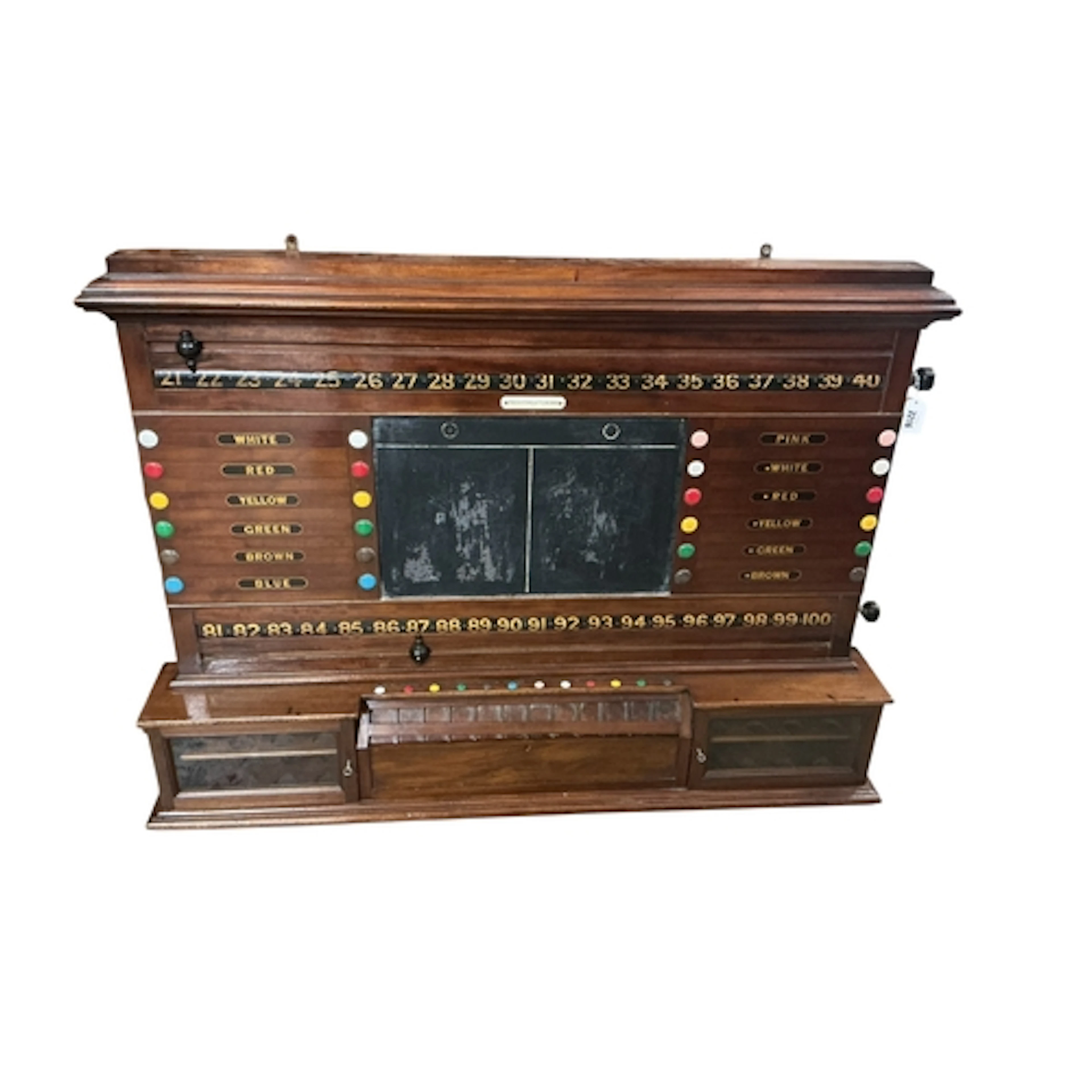 IVORY LICENSE - A Victorian mahogany billiards scoreboard, T...