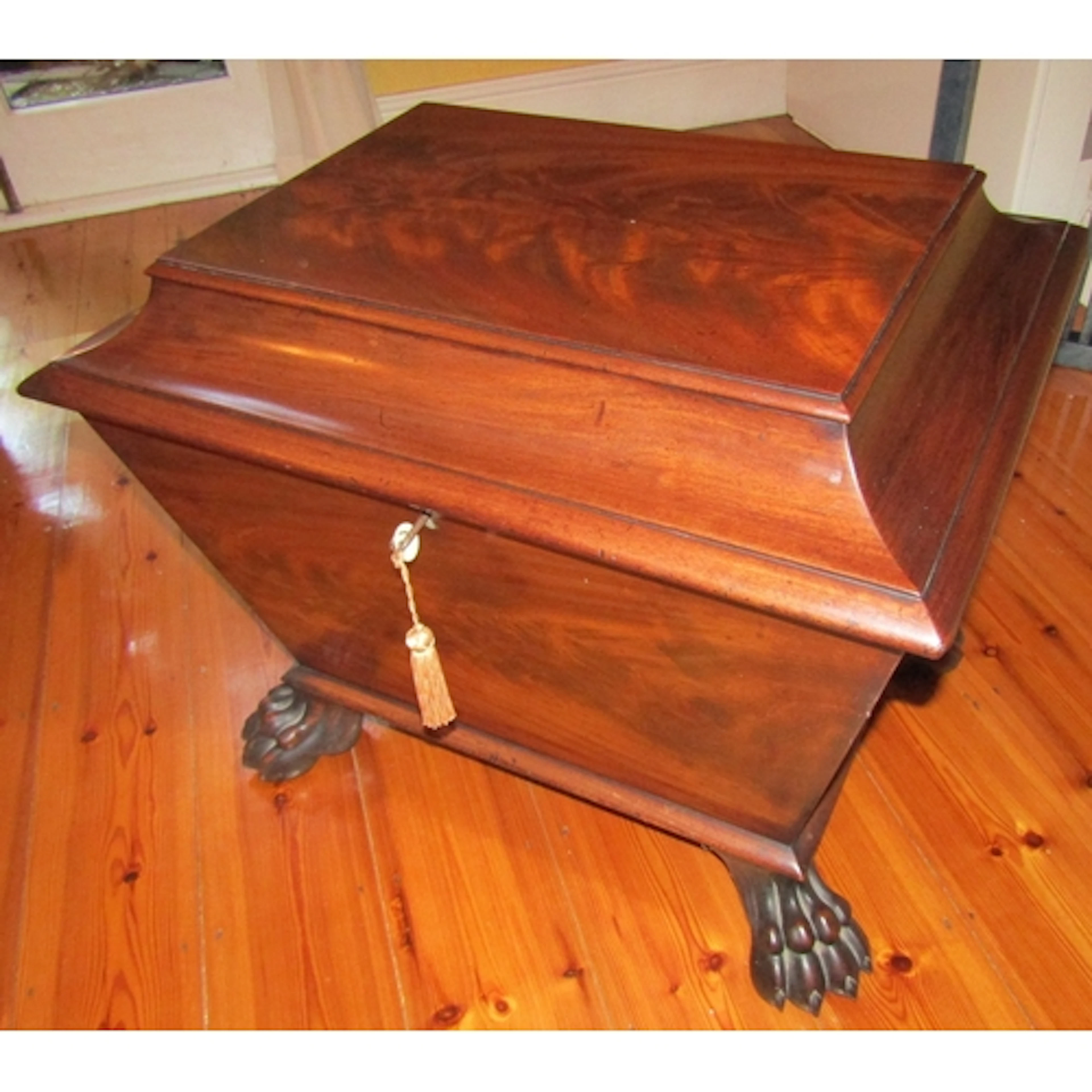 Impressive Irish William IV Figured Mahogany Cellarette Tape...