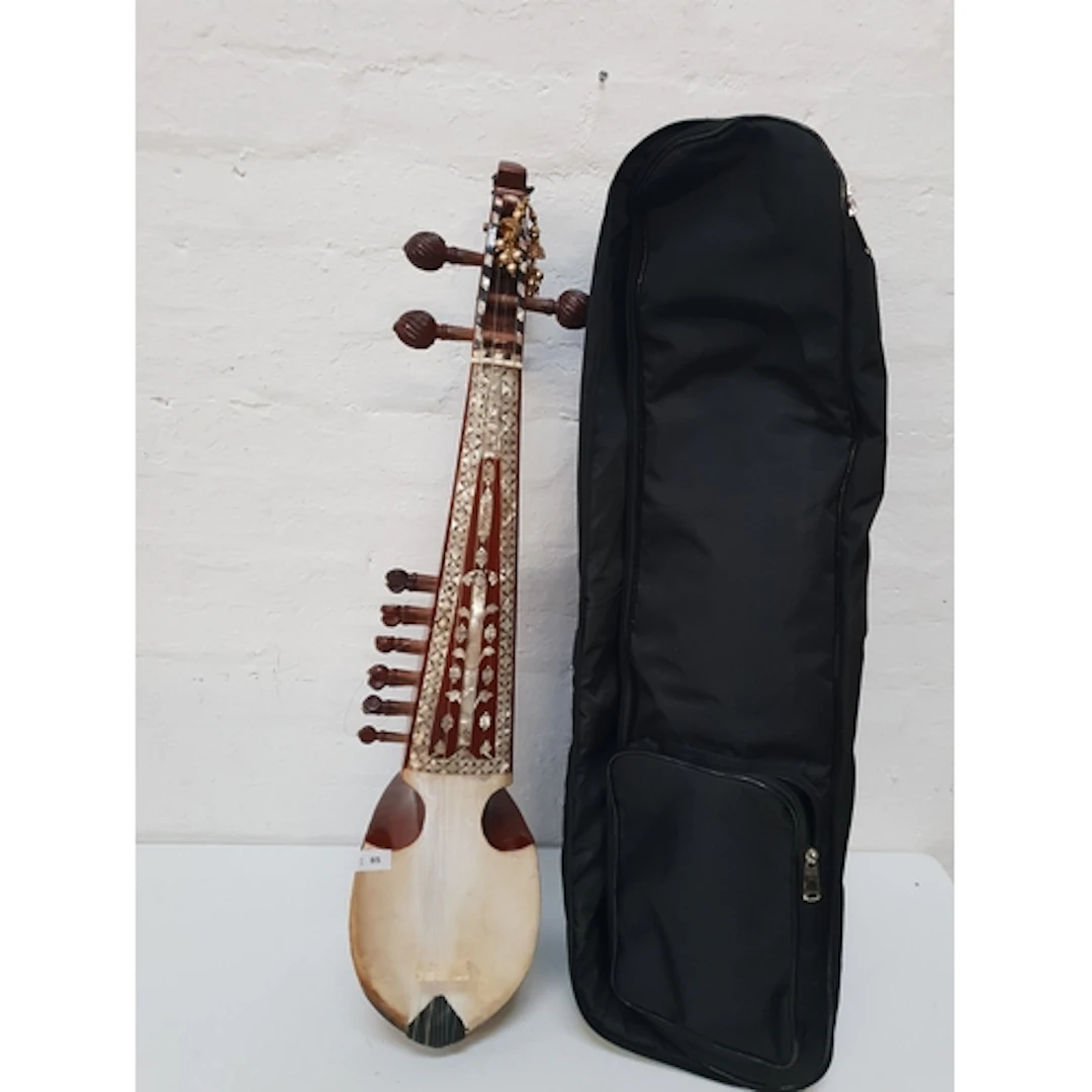 RABAB STRING INSTRUMENT CARVED FROM WOOD, LEATHER COVERED, M...