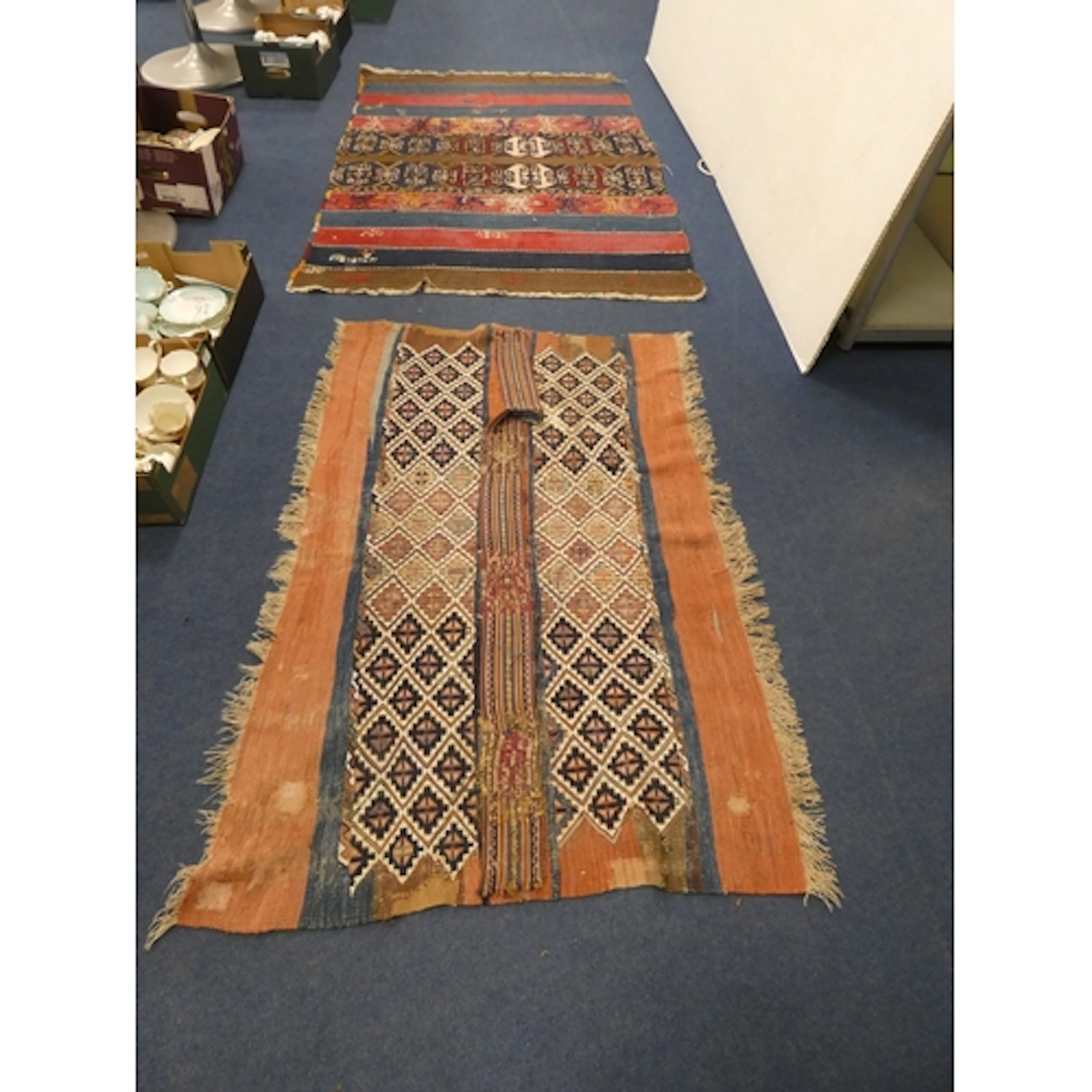 Kurdish Nomadic kilim rug, and smaller Anatolian kilim rug. ...