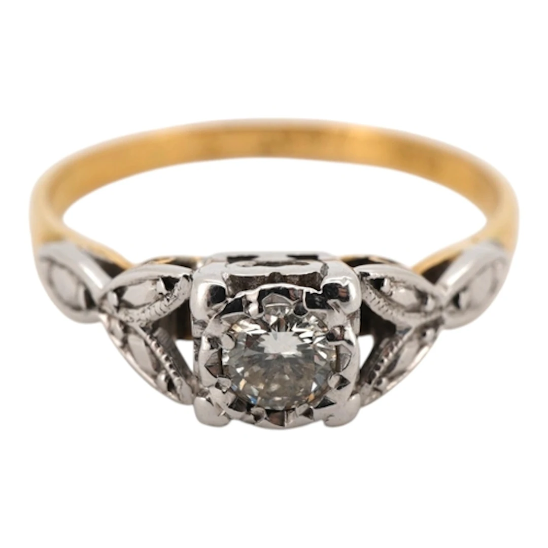 A diamond ring, set with a brilliant-cut diamond weighing ap...
