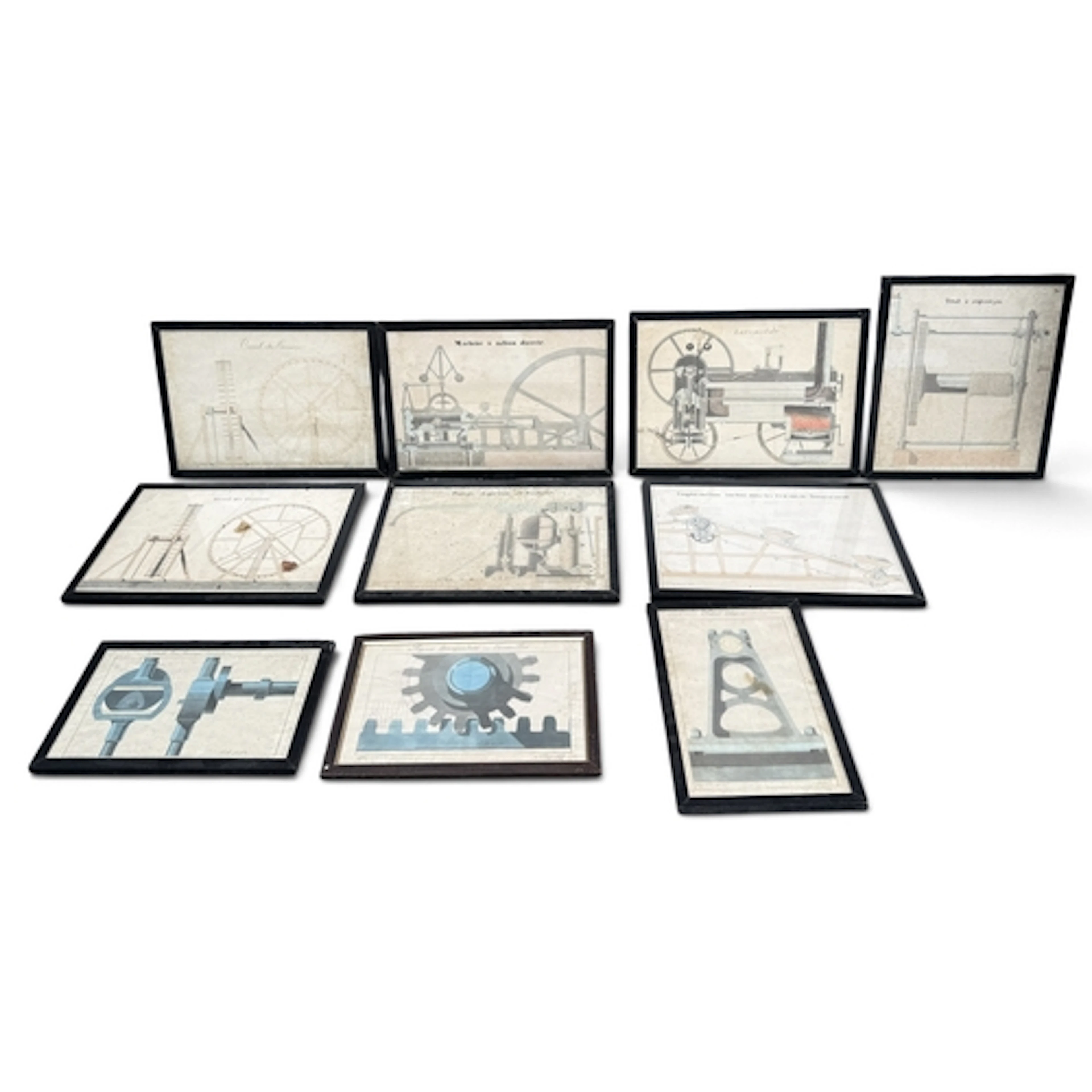 A GROUP OF TEN 19TH CENTURY HAND COLOURED LOCOMOTIVE PRINTS/...