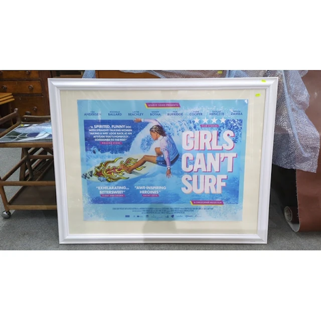 Framed original film poster for “Girls Can’t Surf,” offset l...