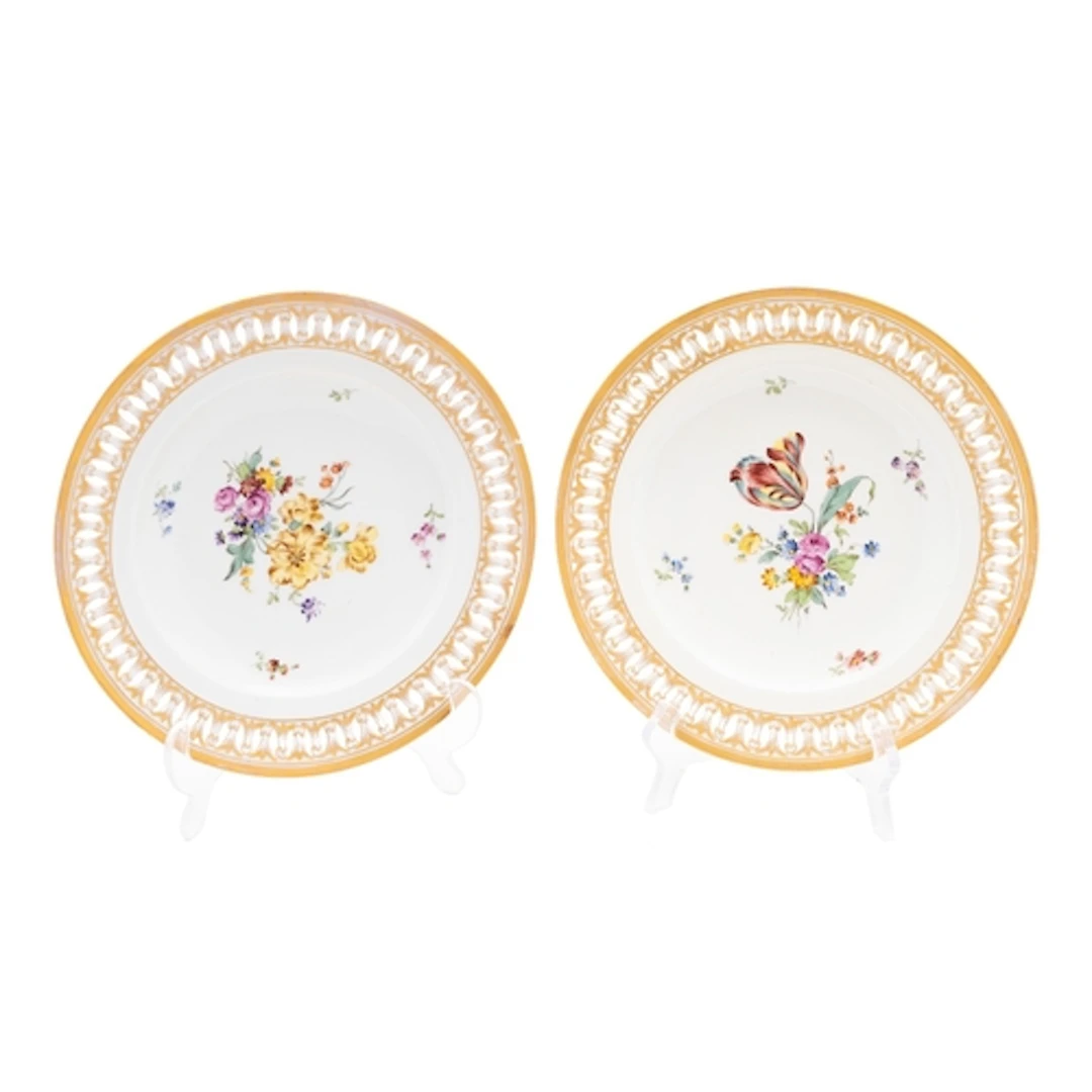 A set of five Meissen plates, late 19th/early 20th century w...