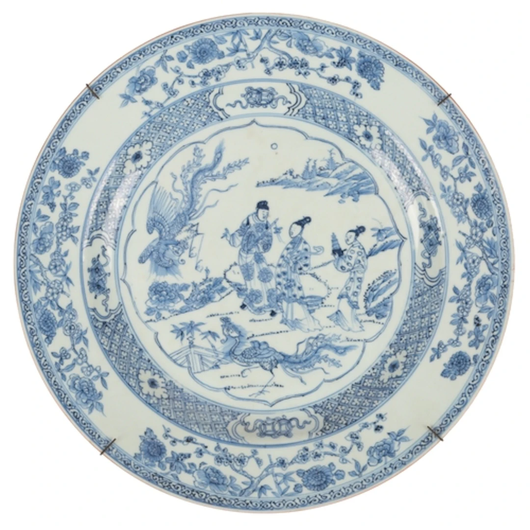 A Chinese blue and white 'immortals' dish, Yongzheng period,...