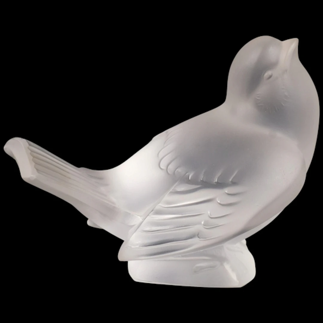 LALIQUE - a post-war frosted crystal sculpture of a sparrow,...