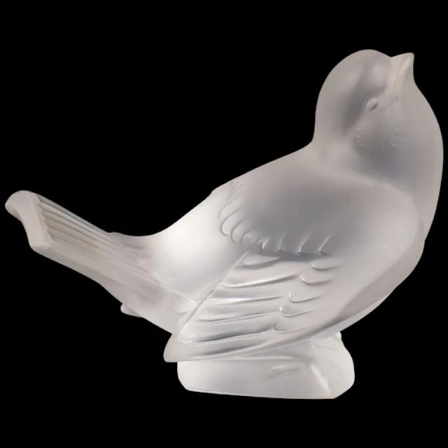 LALIQUE - a post-war frosted crystal sculpture of a sparrow,...