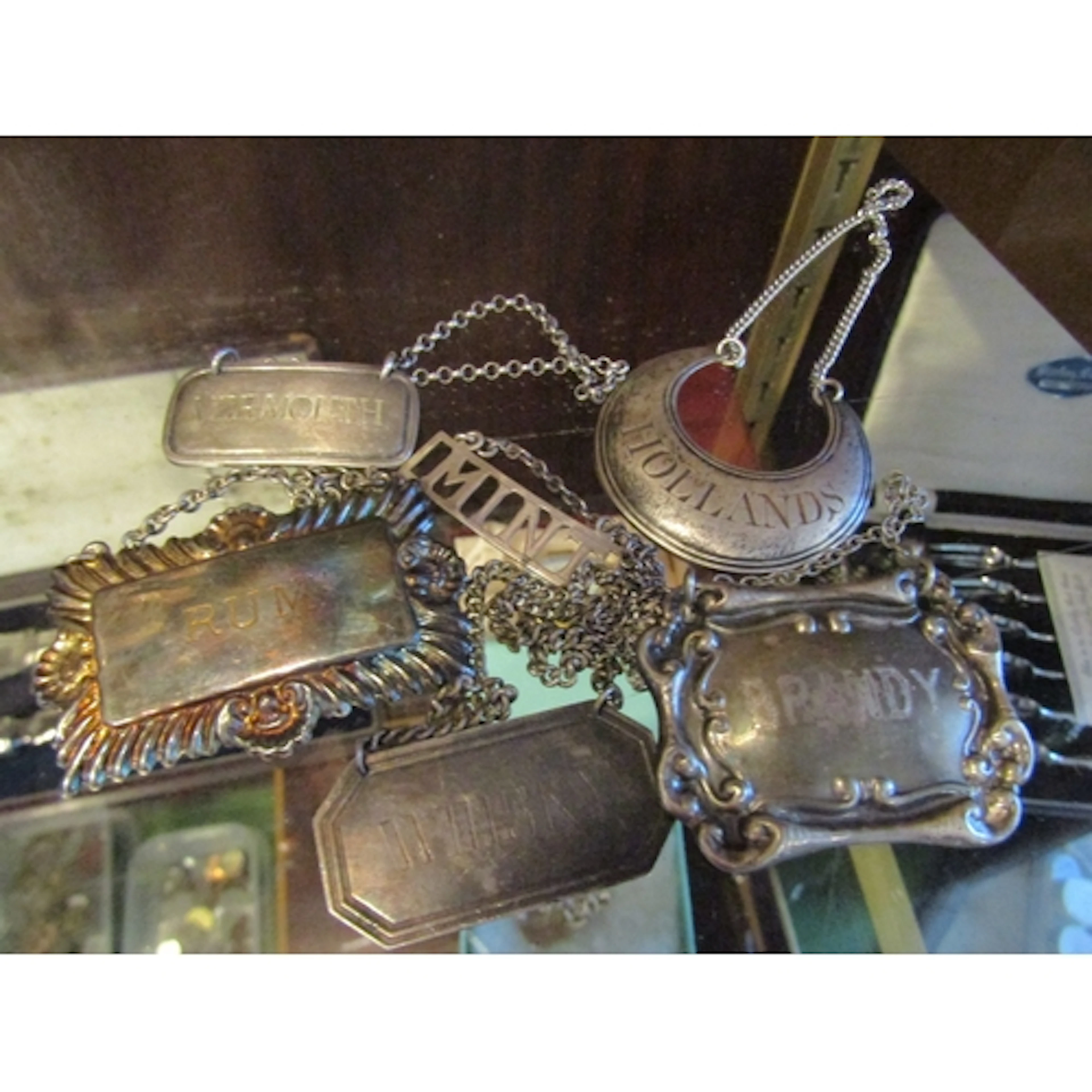 Collection of Antique Silver Decanter Labels Including Brand...