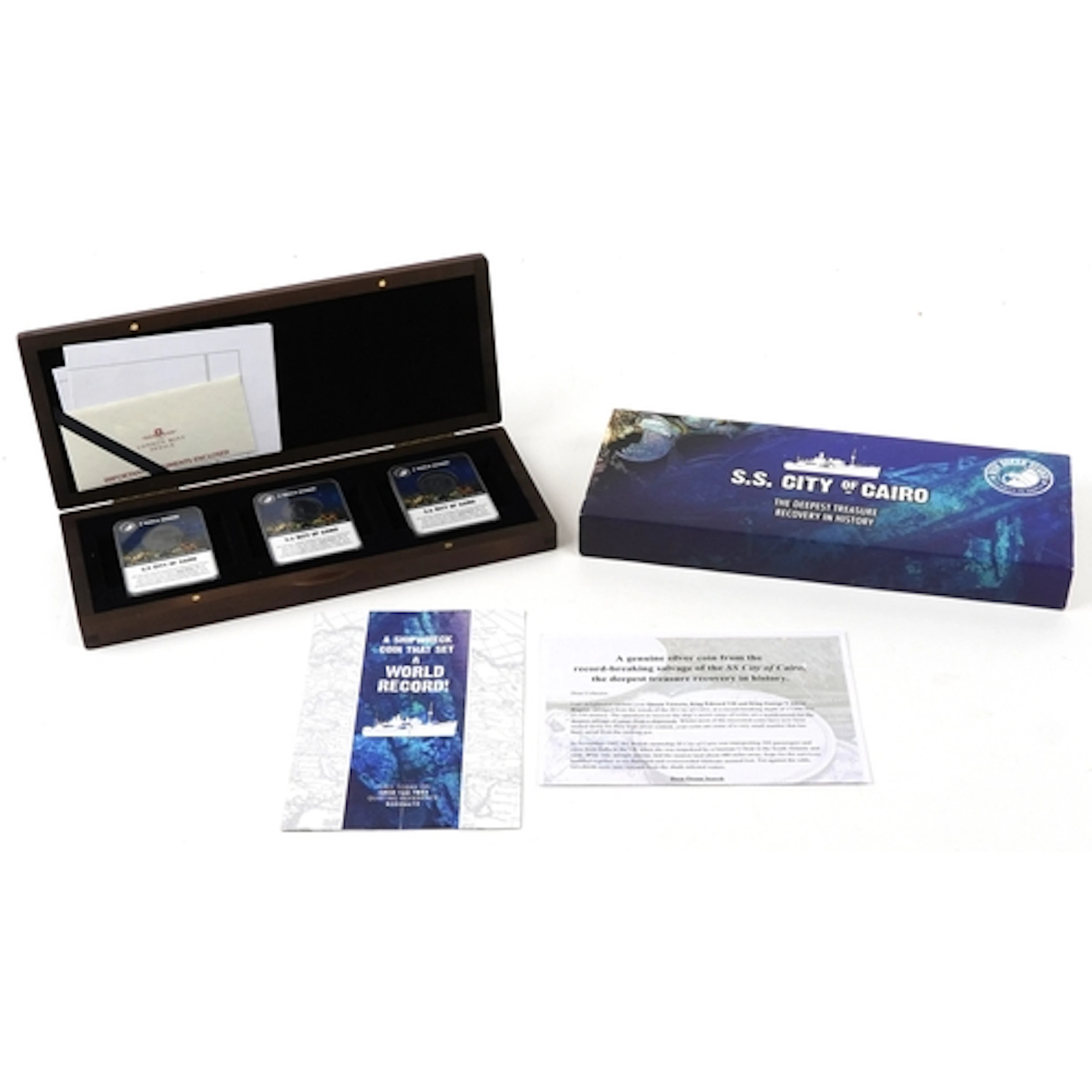 S. S. City of Cairo Indian silver rupee three coin set compr...