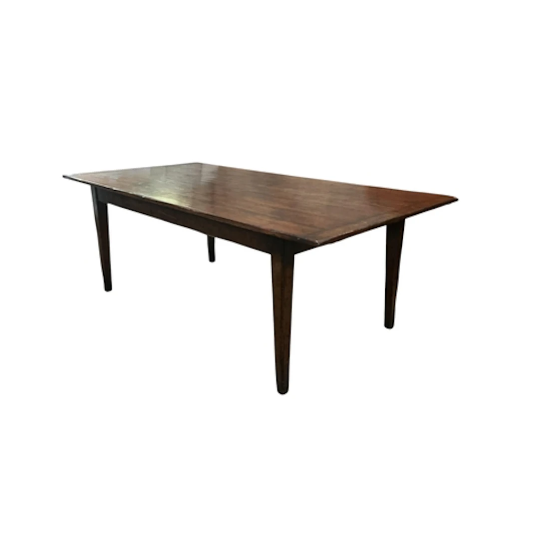 A French oak extending kitchen table with two leaves, width ...