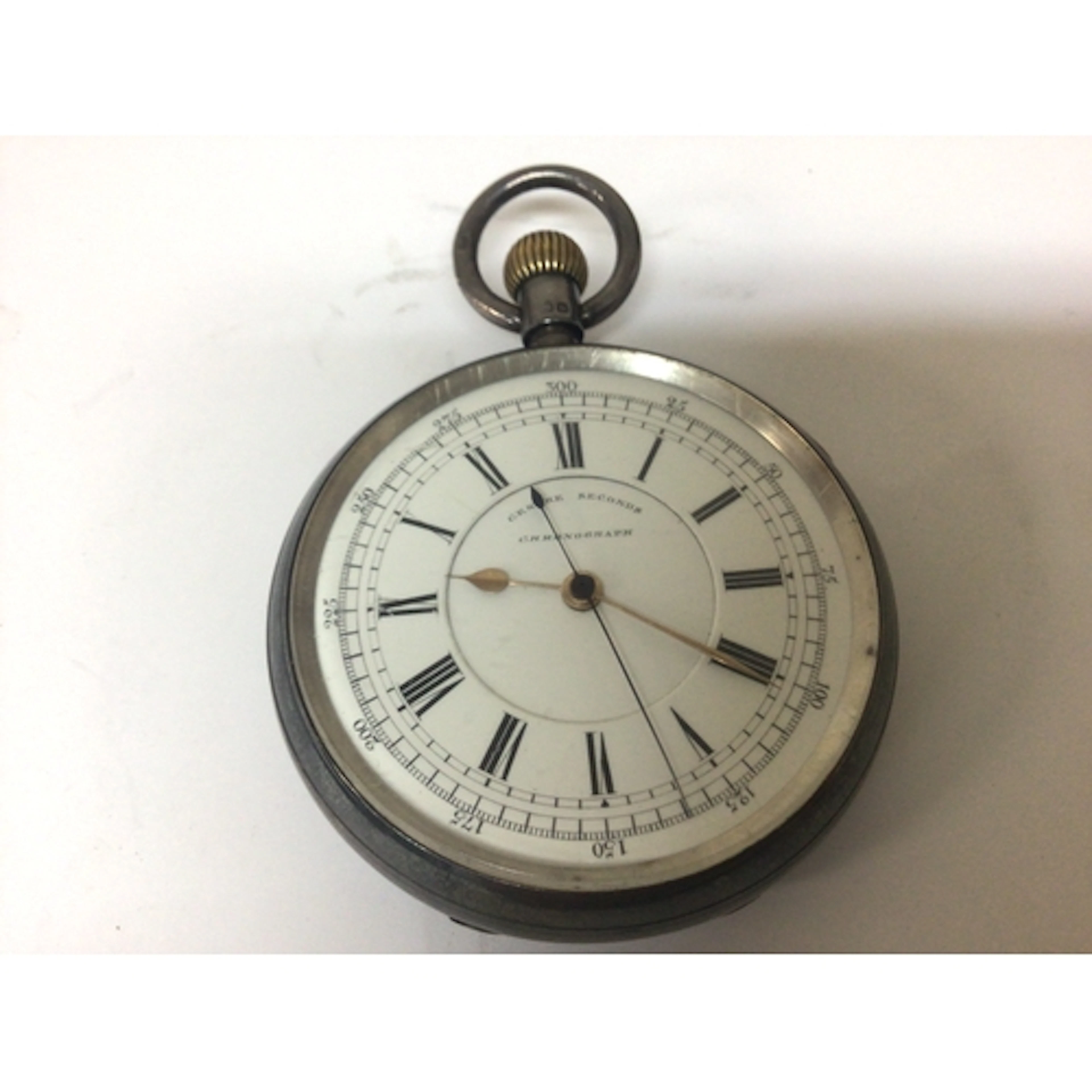 A Silver cased button wind Chronograph pocket watch se...