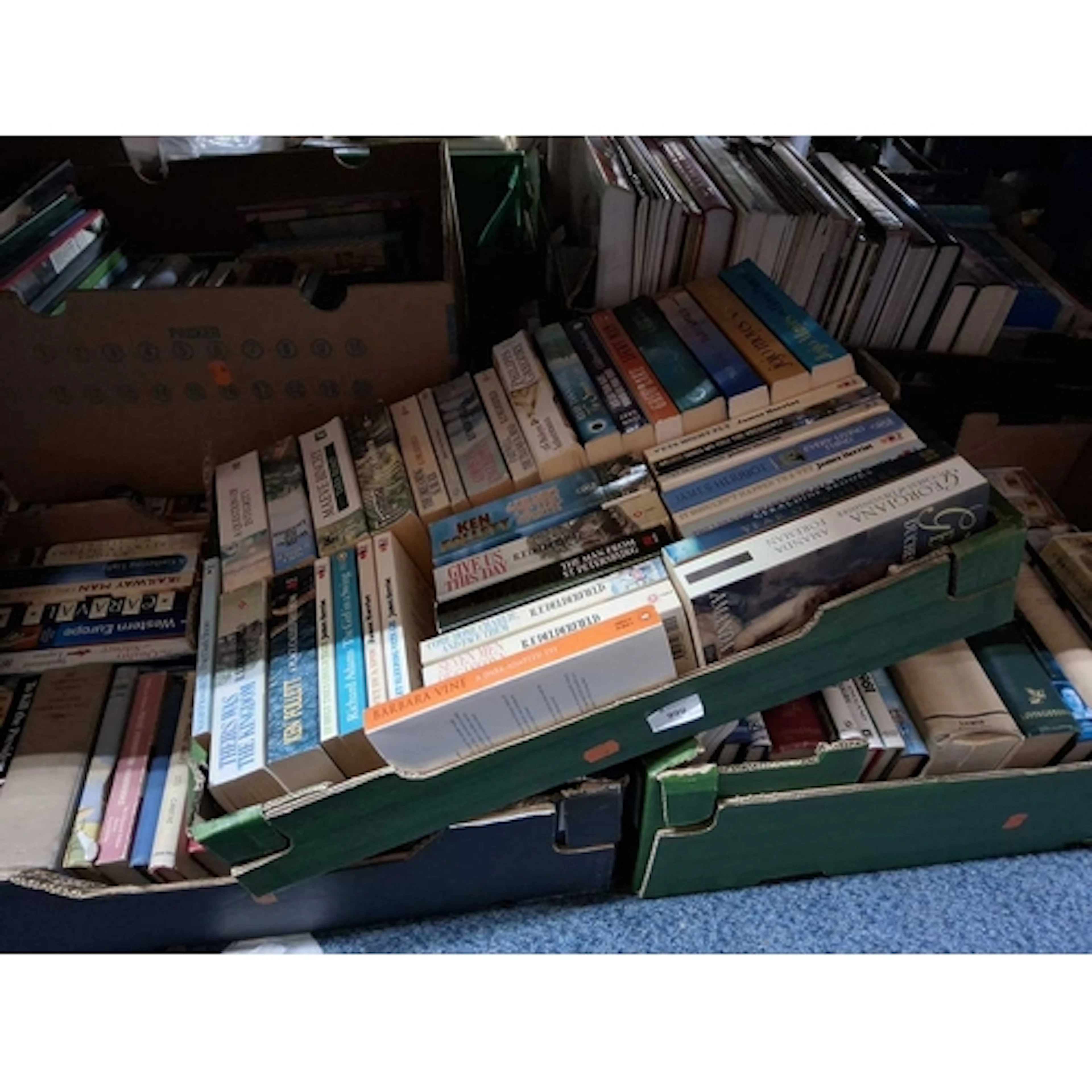 SEVEN BOXES OF BOTH FICTION AND NON-FICTION BOOKS, fiction b...