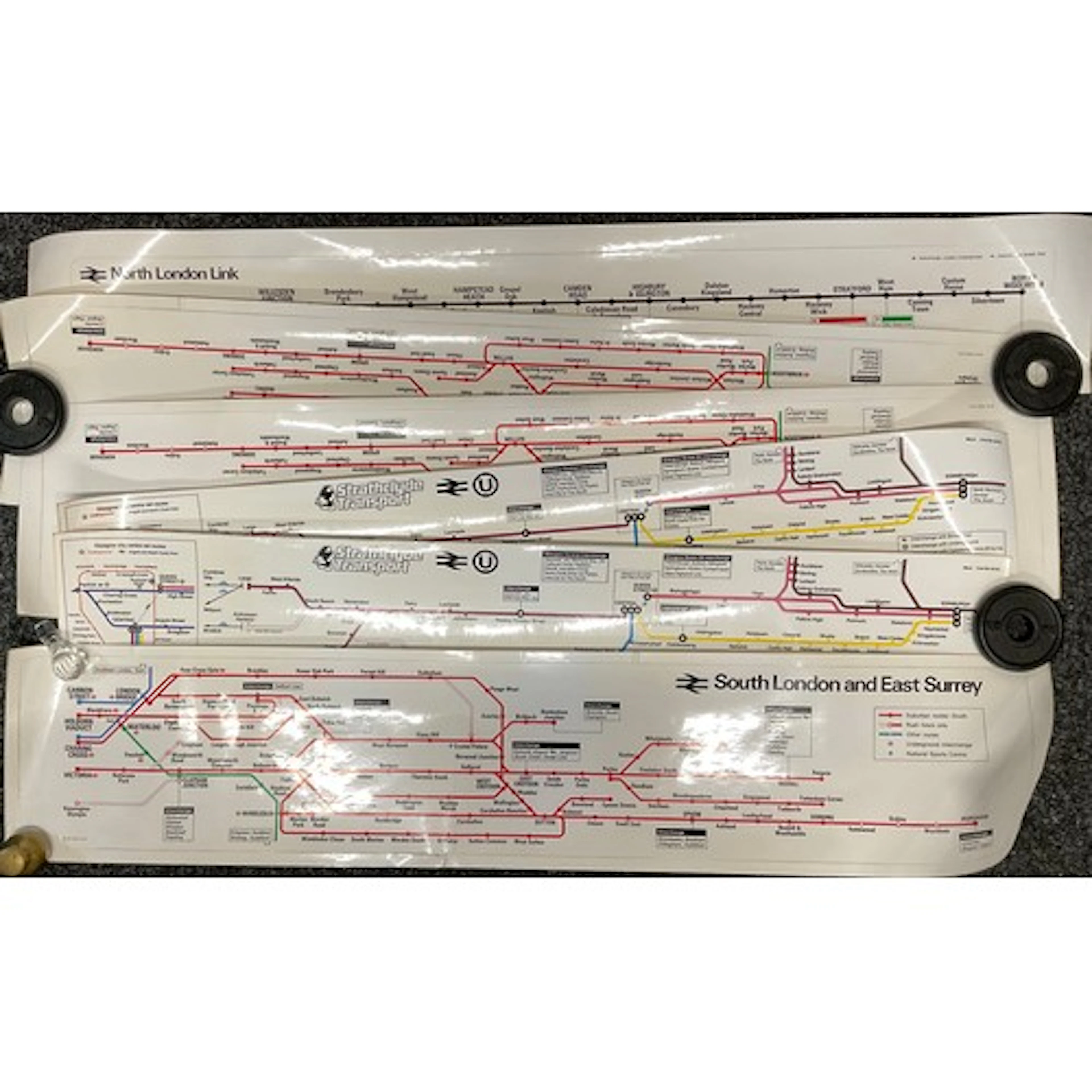 Railwayana - a British Rail printed route diagram, South Lon...