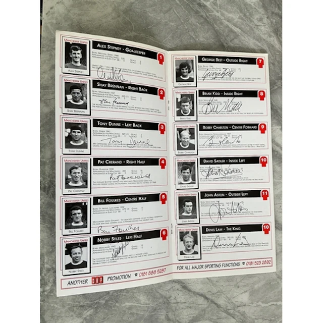 1968 Manchester United European Cup Winners Signed Menu: 30 ...