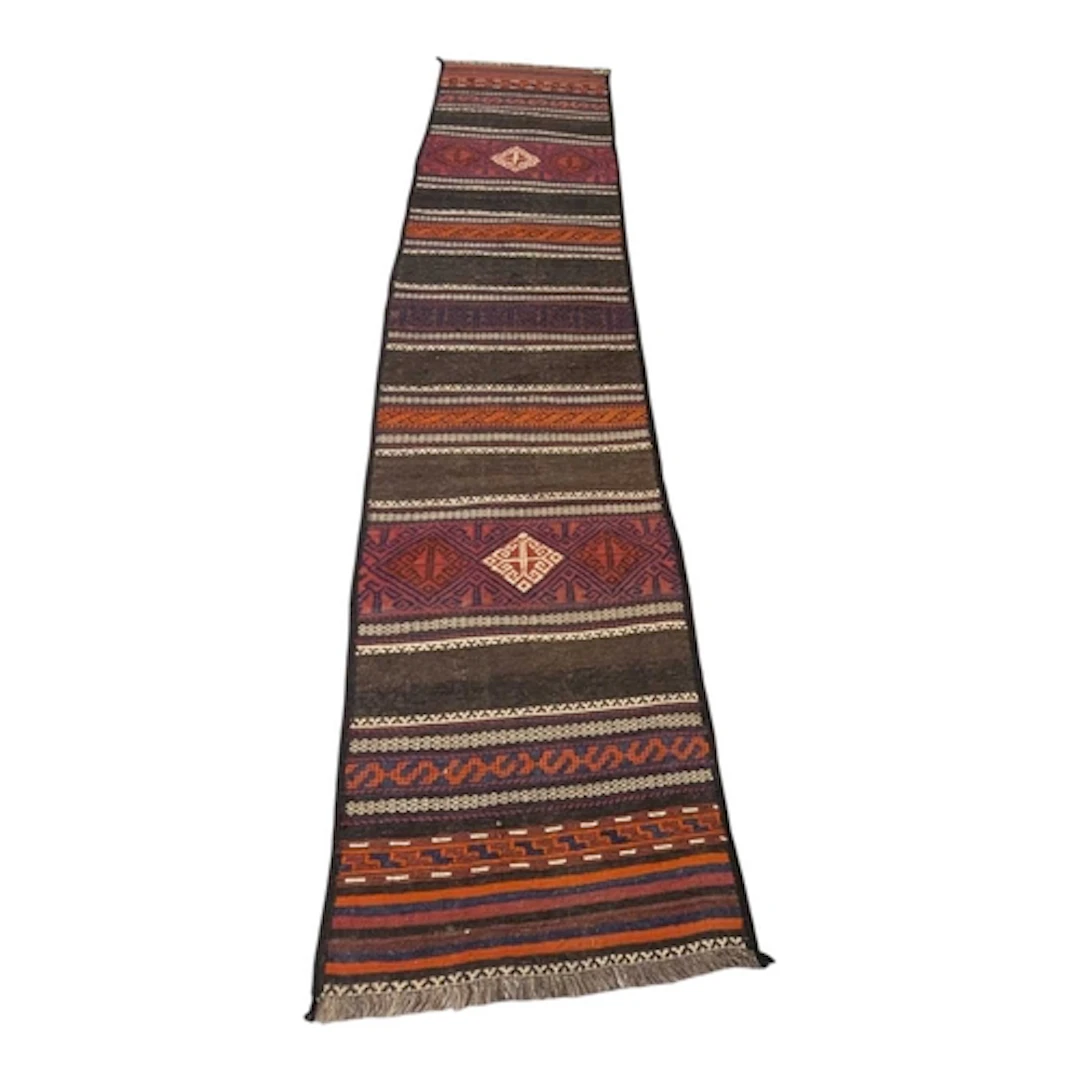 A vintage 20th century Afghan Qalainawi Kilim carpet floor r...