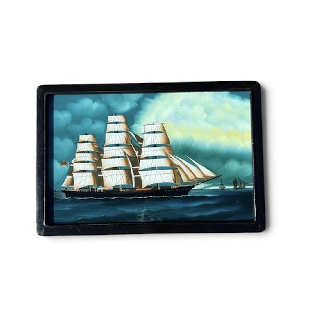 19TH CENTURY CONTINENTAL SCHOOL: THREE MASTED SCHOONER A rev...