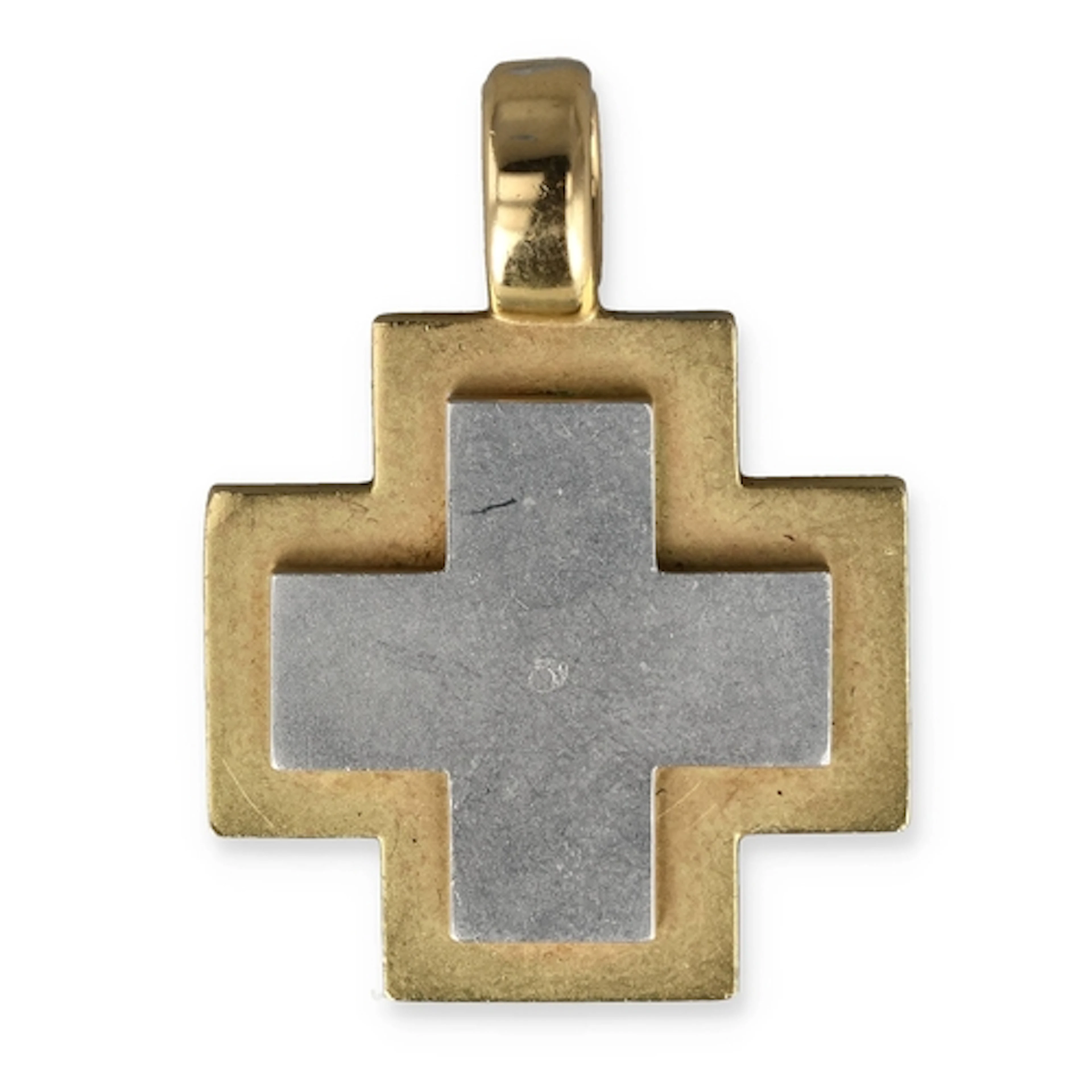 AN 18CT WHITE AND YELLOW GOLD CROSS PENDANT Weight: 34gms ...
