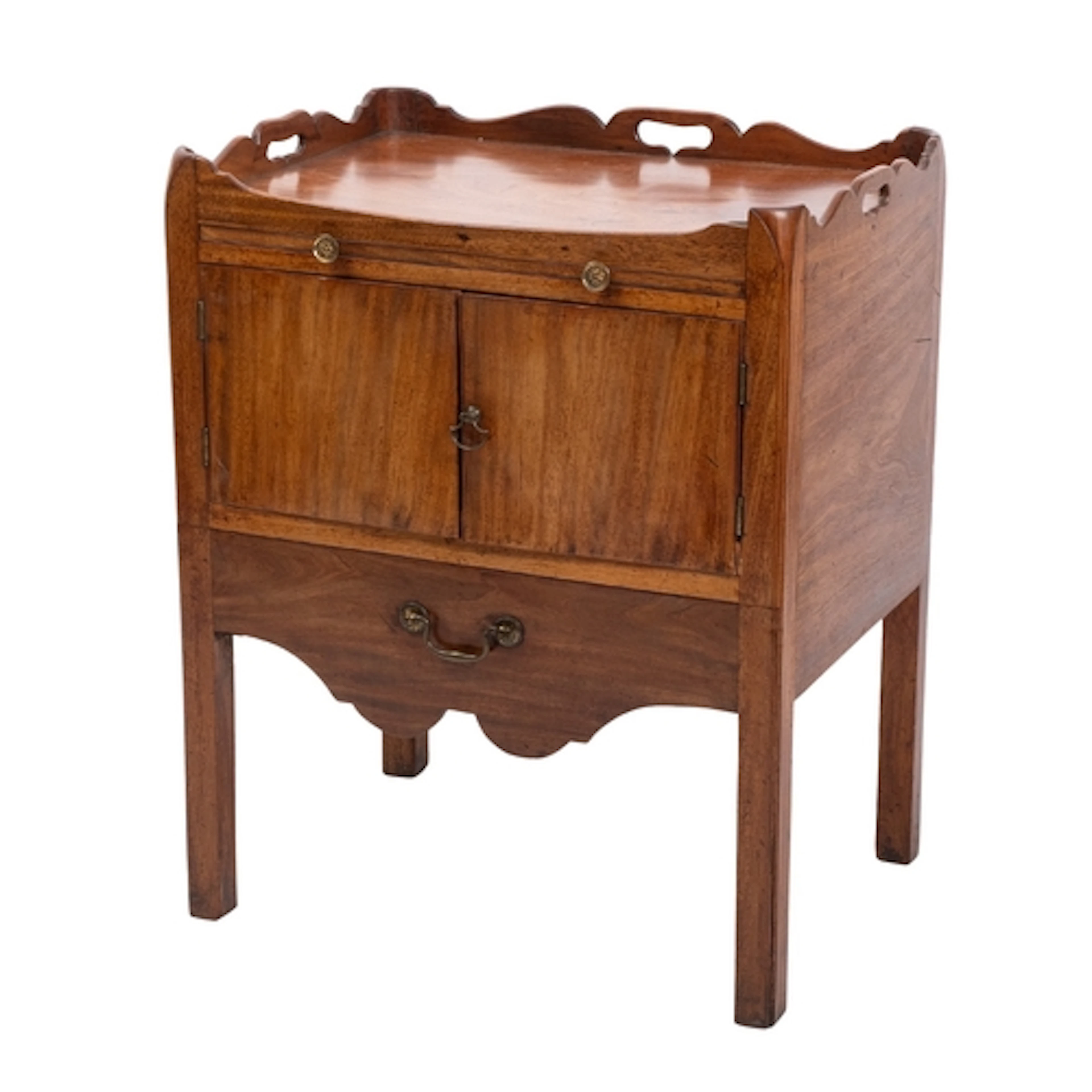 A George III mahogany tray-top night commode, circa 1770; th...