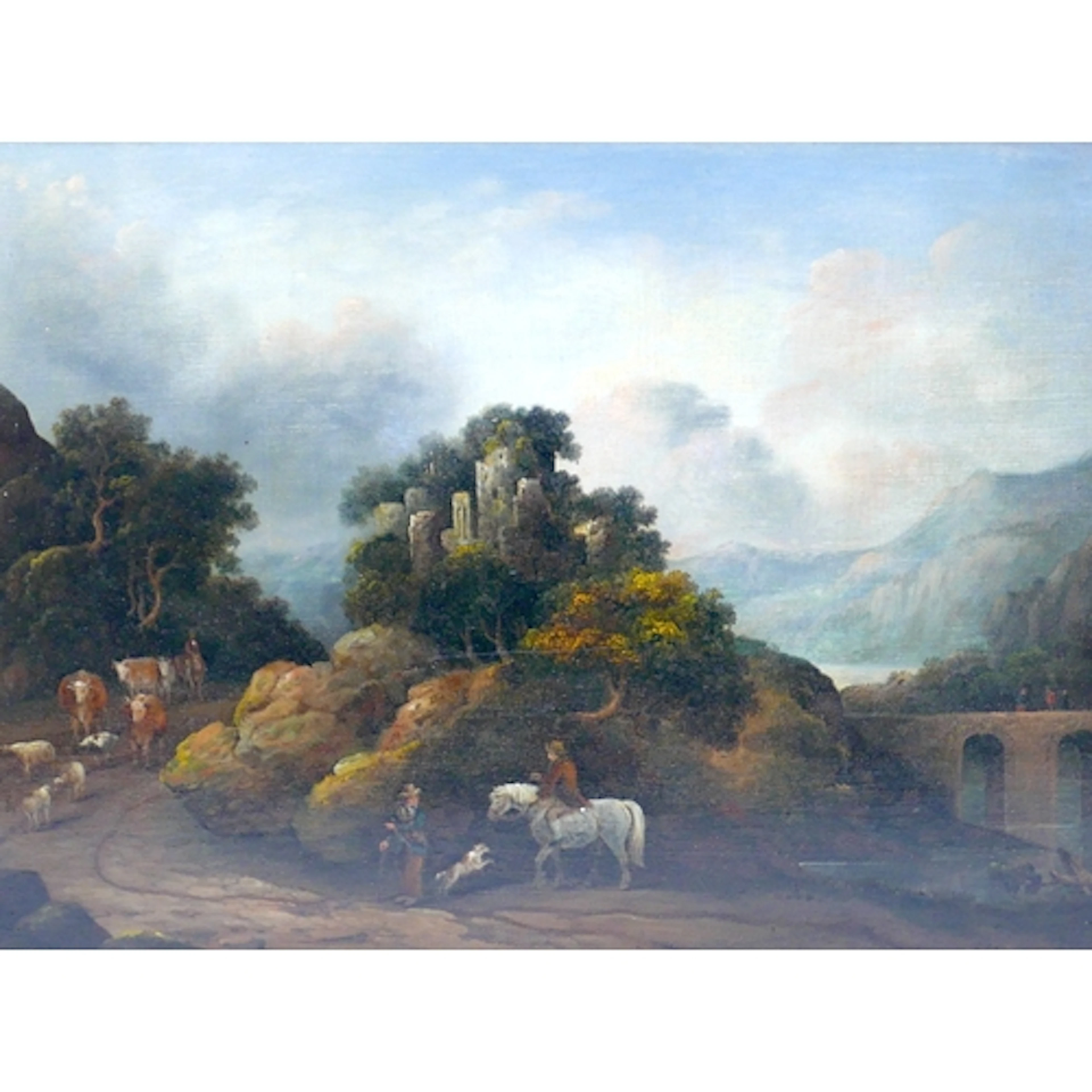 AFTER G MORLAND LANDSCAPE. with a ruin on a rocky outcrop, f...