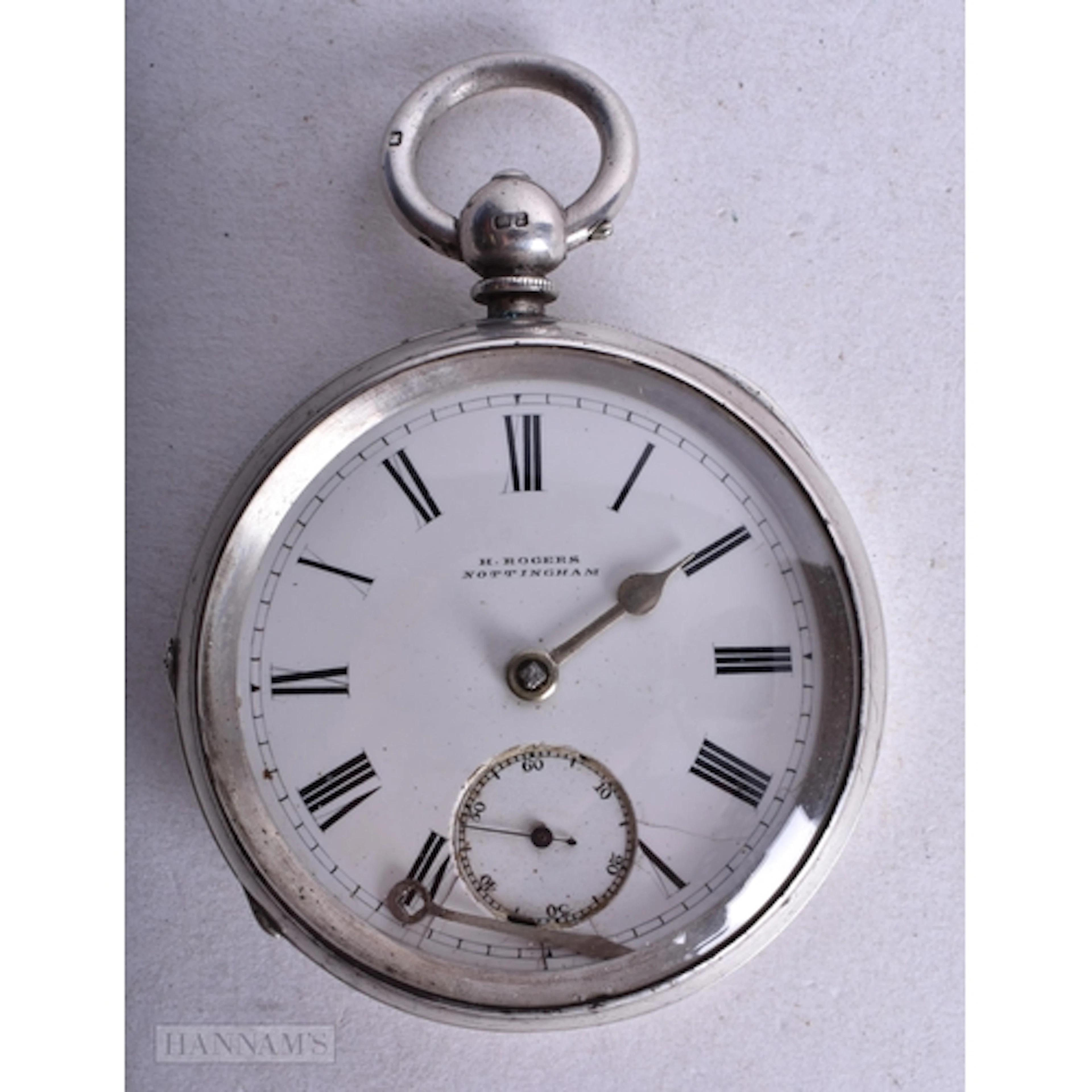 A Silver Cased Open Face Pocket Watch by H Rogers Nottingham...