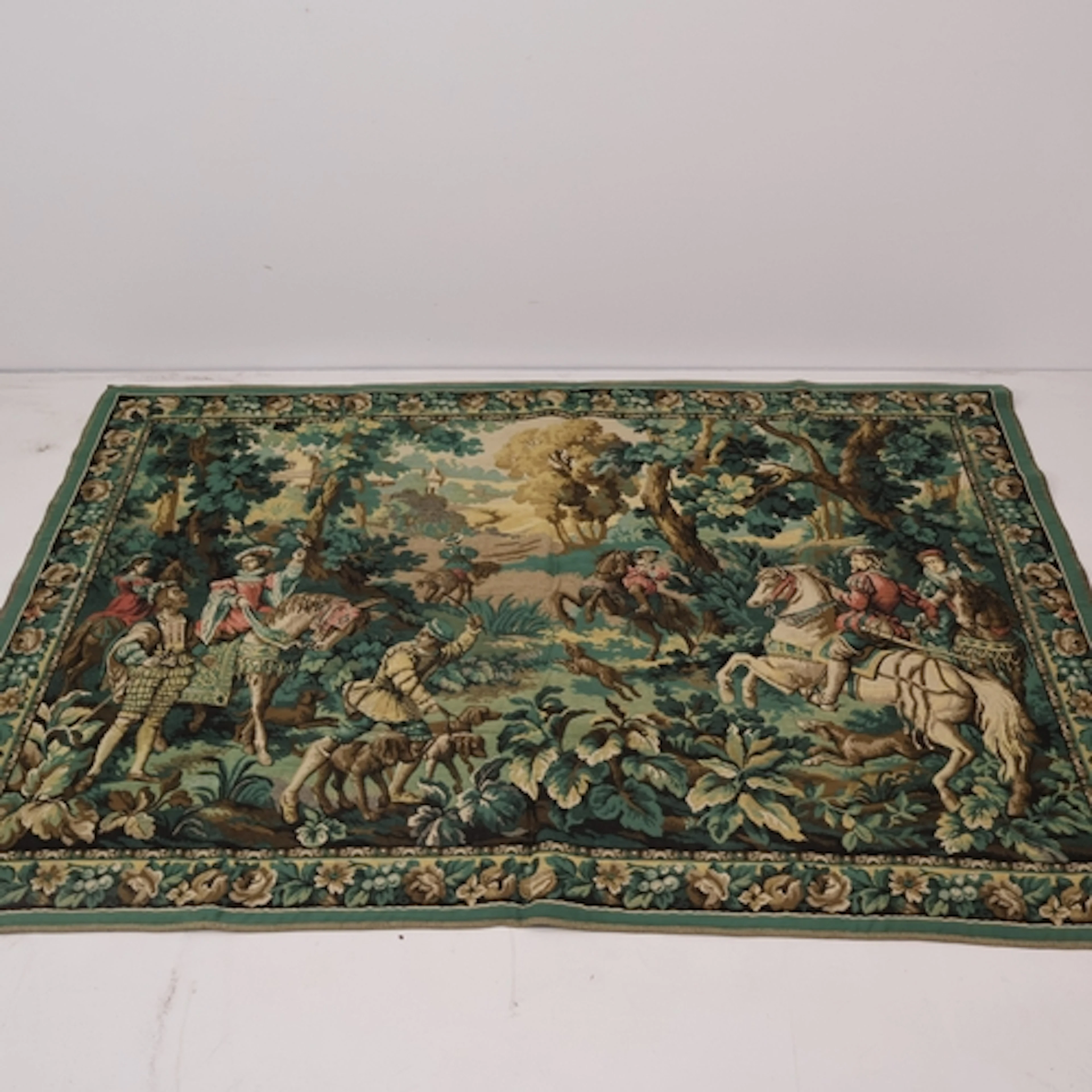 A large Belgian tapestry depicting a Renaissance hunting sce...