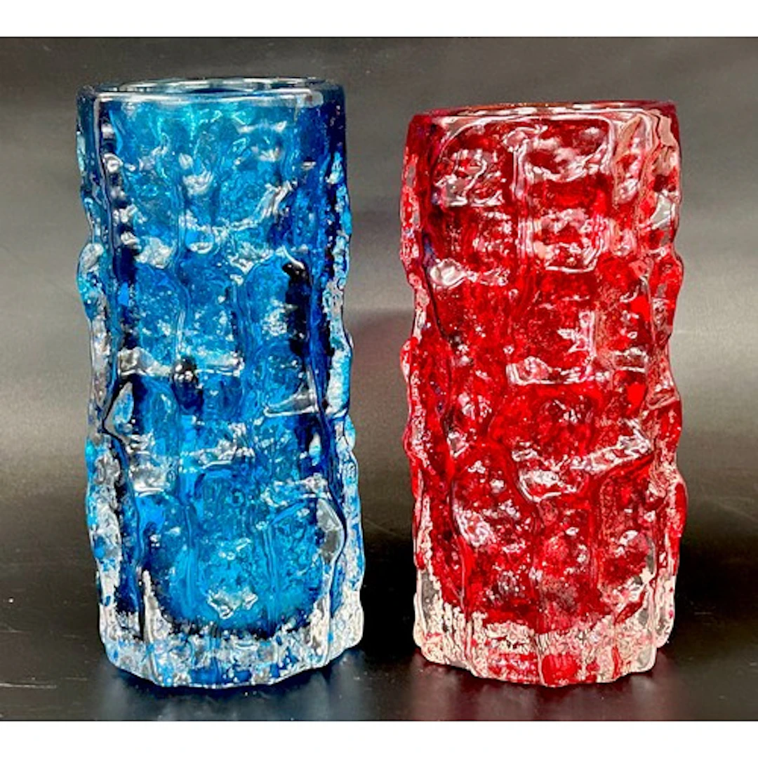 Geoffrey Baxter for Whitefriars; two textured glass Bark vas...