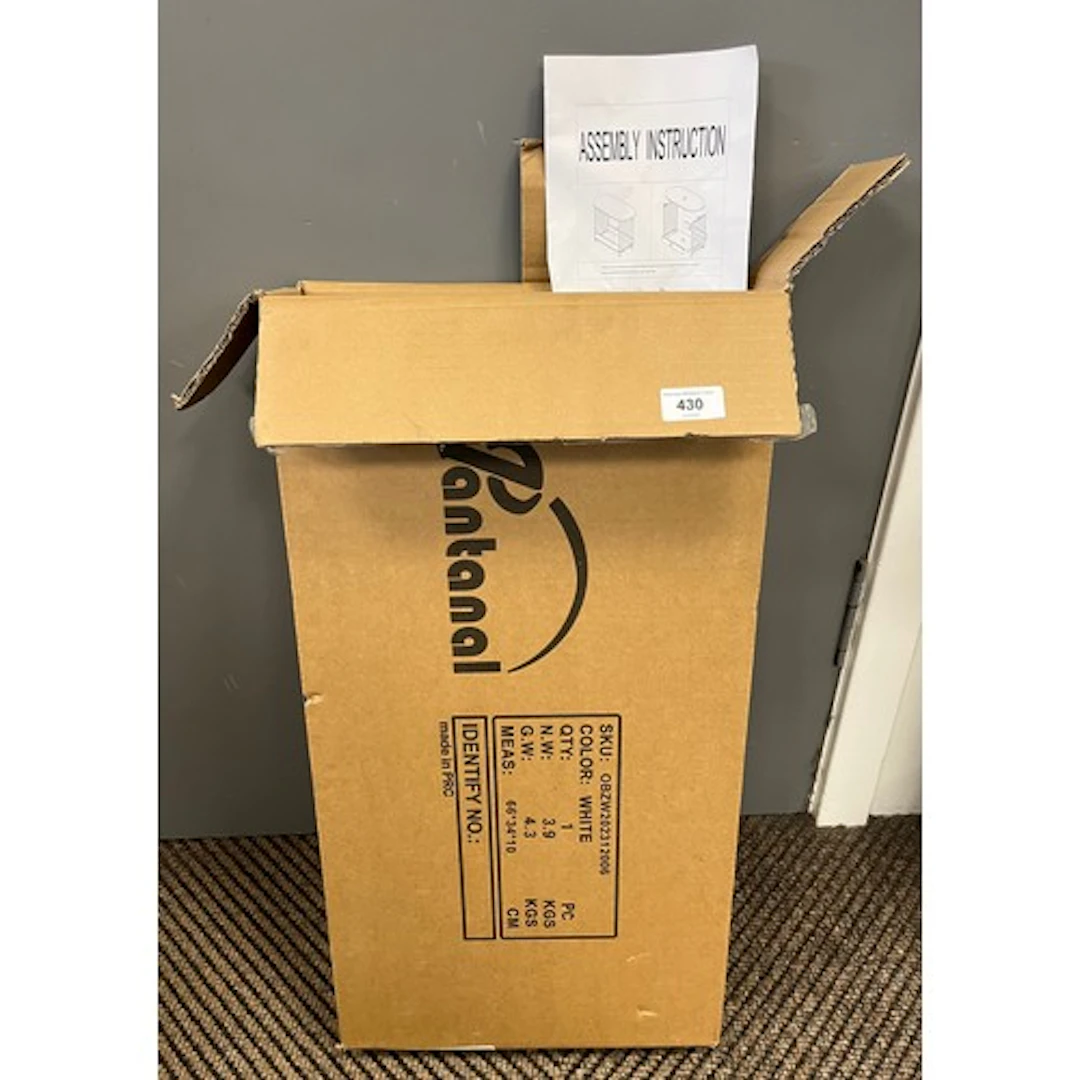 Metal two tier table, boxed.