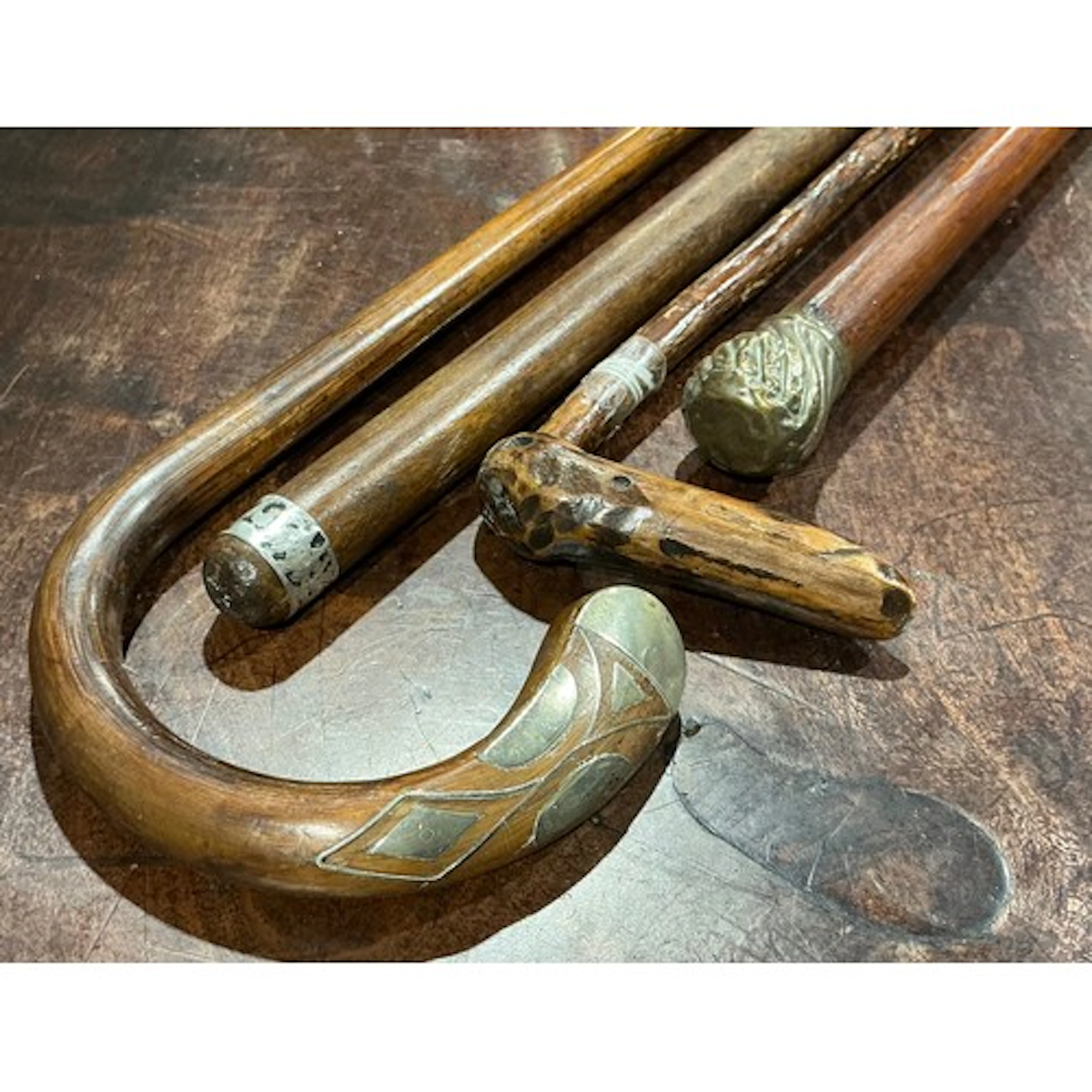 A Jugendstil silver coloured metal mounted walking stick, th...