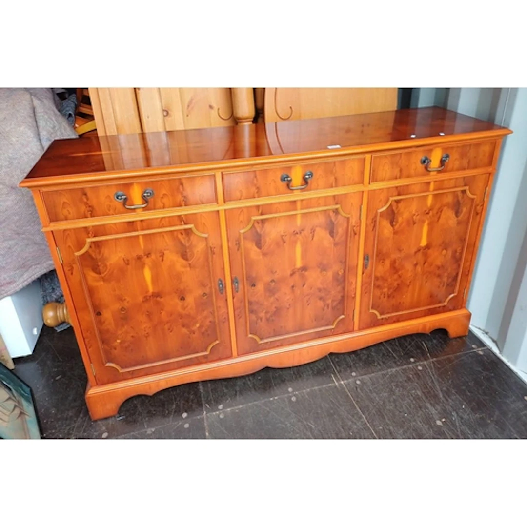 INLAID YEW SIDEBOARD WITH 3 DRAWERS OVER 3 PANEL DOORS - 150...