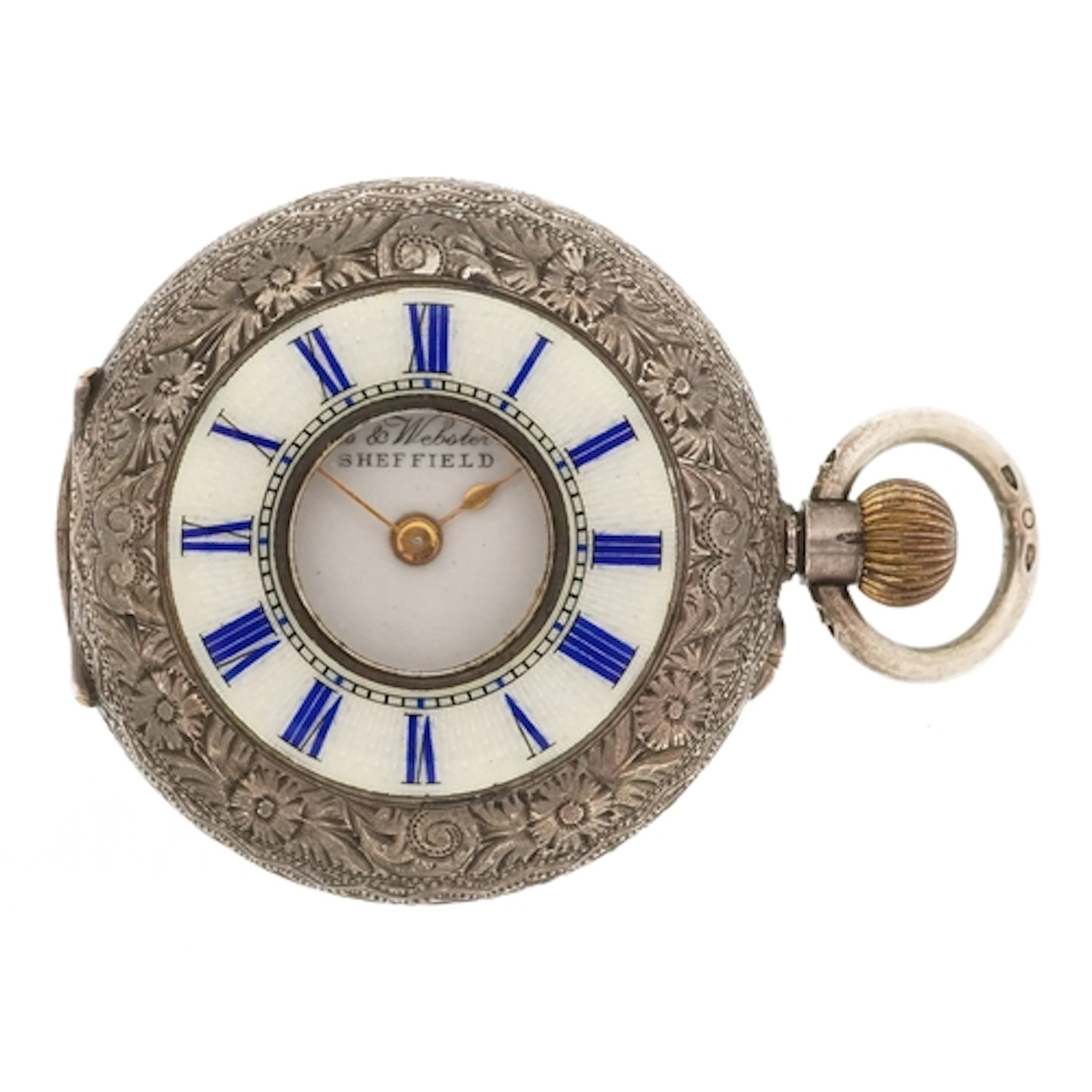 Ellis & Webster Ltd., ladies silver and guilloche enamel hal...