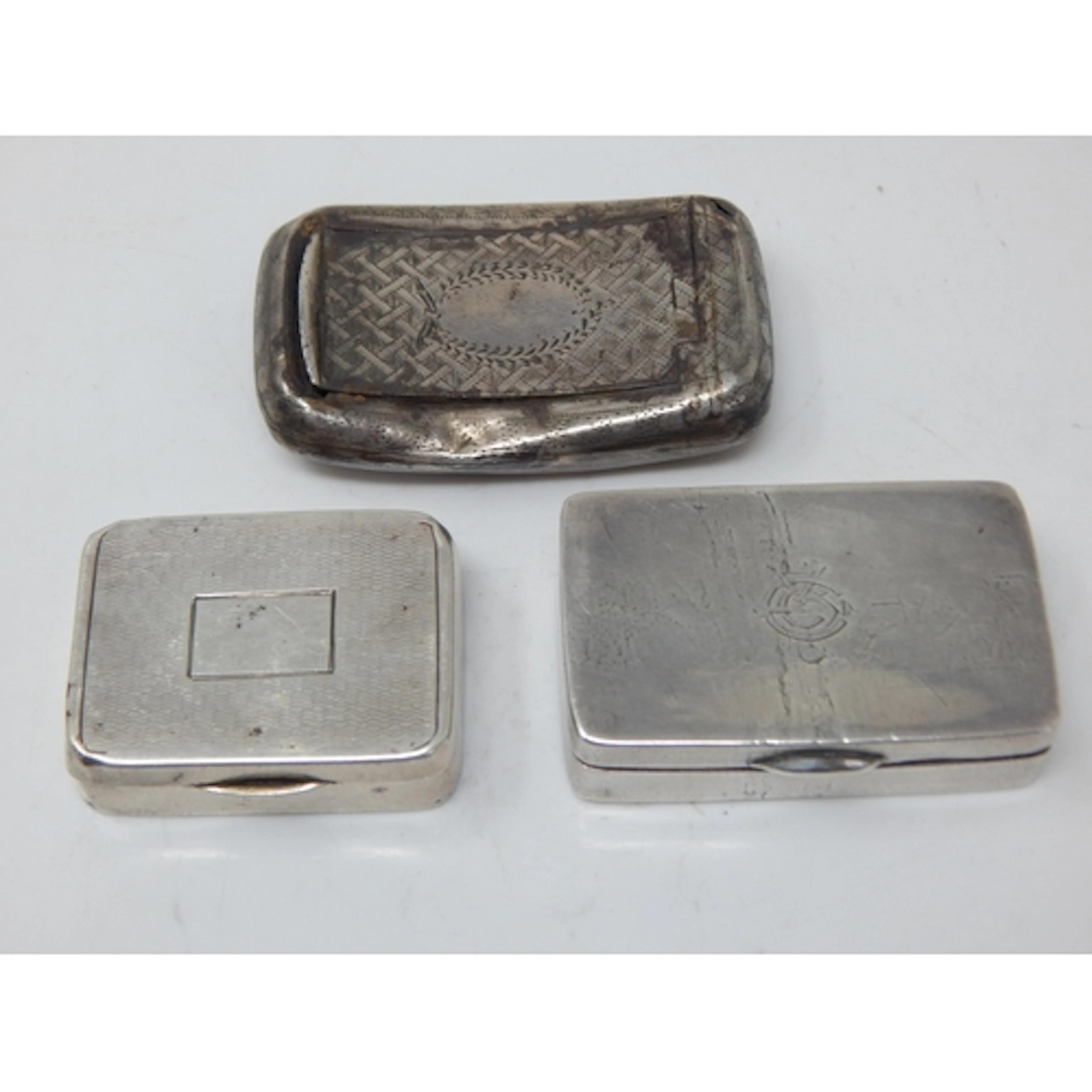 3 x Hallmarked Silver Snuff Boxes Including a Georgian Silve...