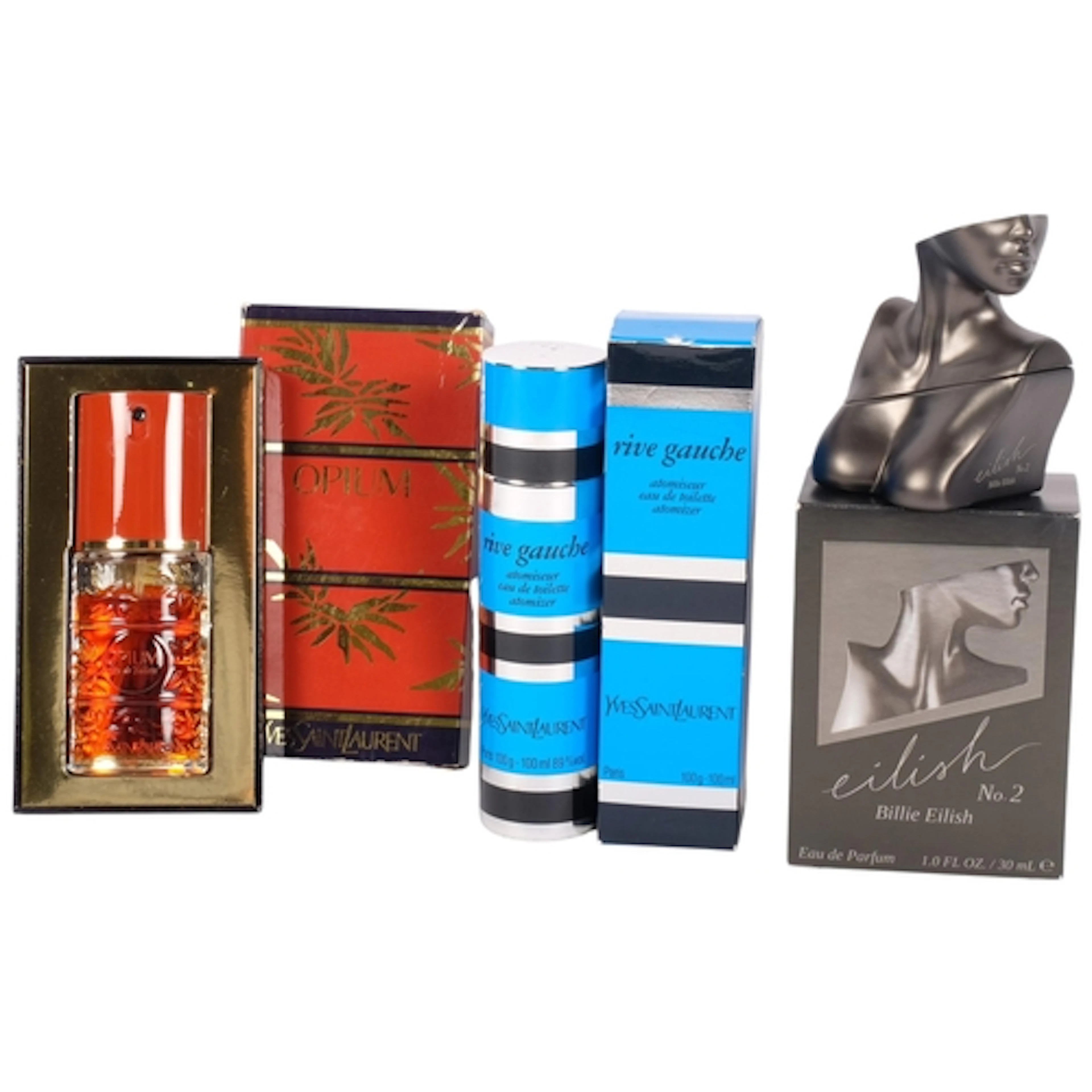 A collection of boxed perfumes, including Yves Saint Laurent...