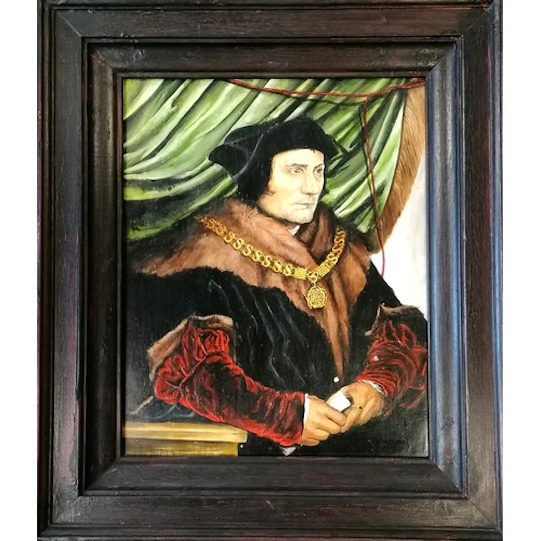 Sir Thomas More original oil on board after Hans Holbein in ...