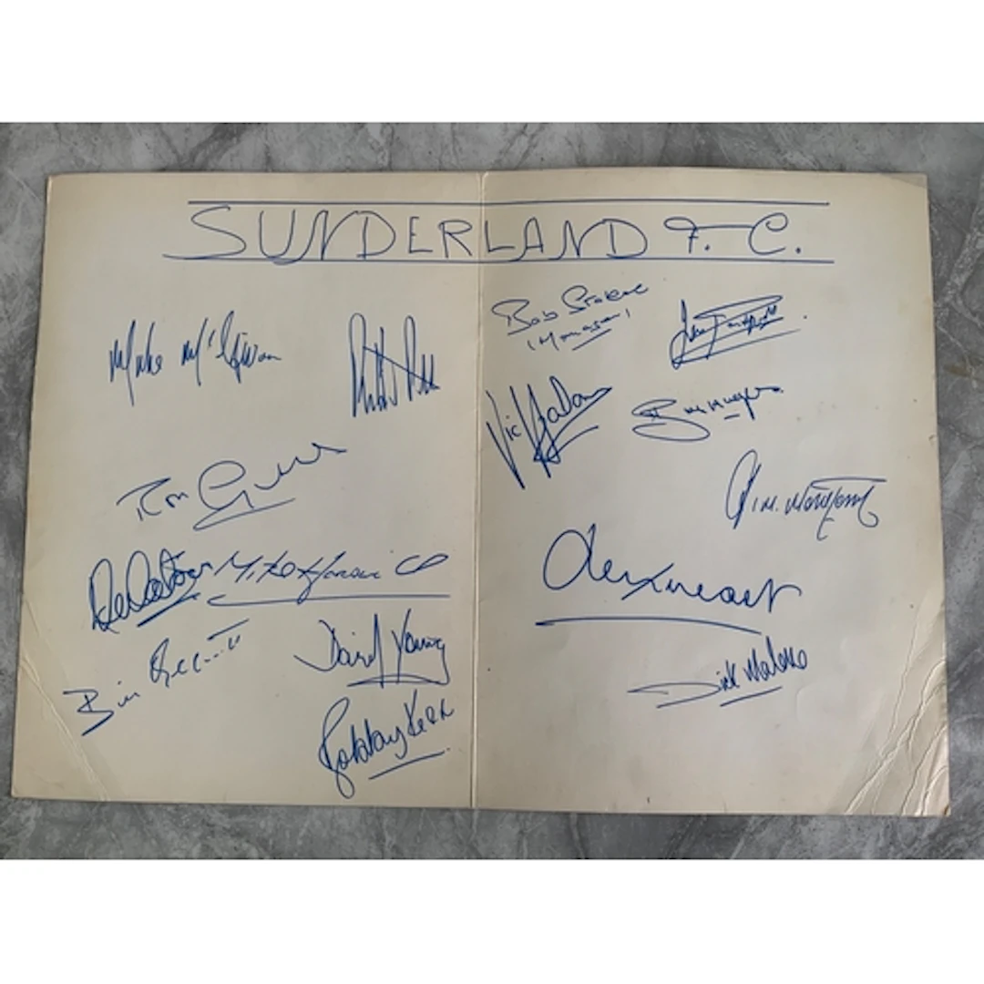 Sunderland 1973 FA Cup Final Fully Signed Menu: Large menu s...